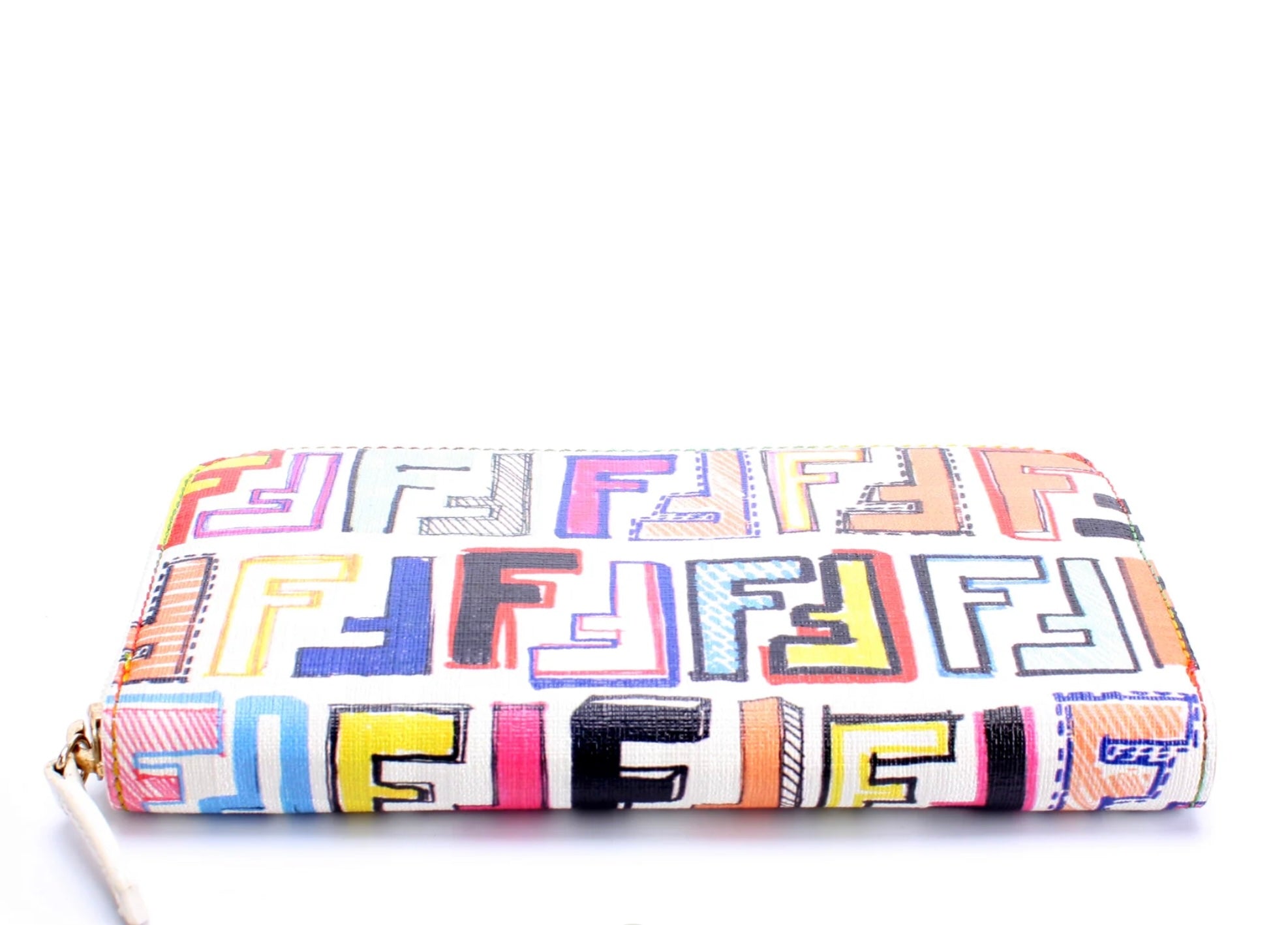 FENDI ZUCCHINO SPALMATI FF MULTICOLOR ZIP-AROUND WALLET