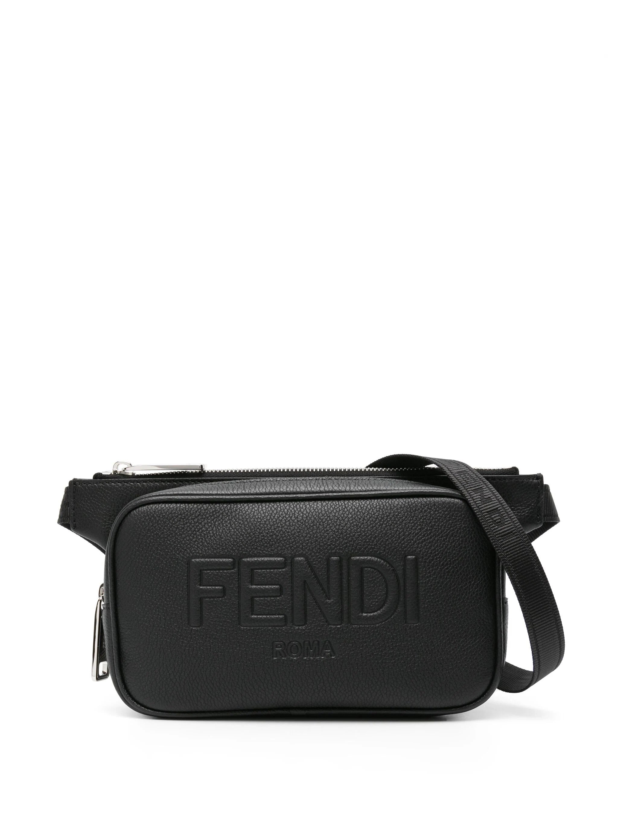 FENDI ROMA LOGO EMBOSSED LEATHER BELT BAG
