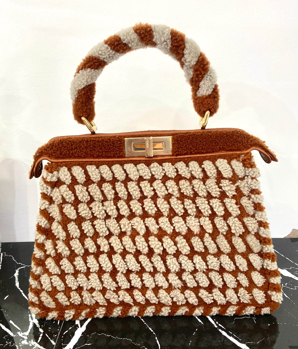 FENDI PEEKABOO SHERLING INTERLACE MEDIUM BAG