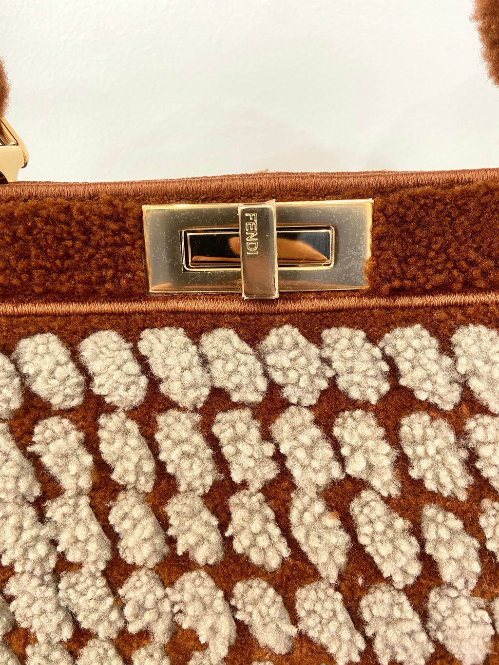 FENDI PEEKABOO SHERLING INTERLACE MEDIUM BAG