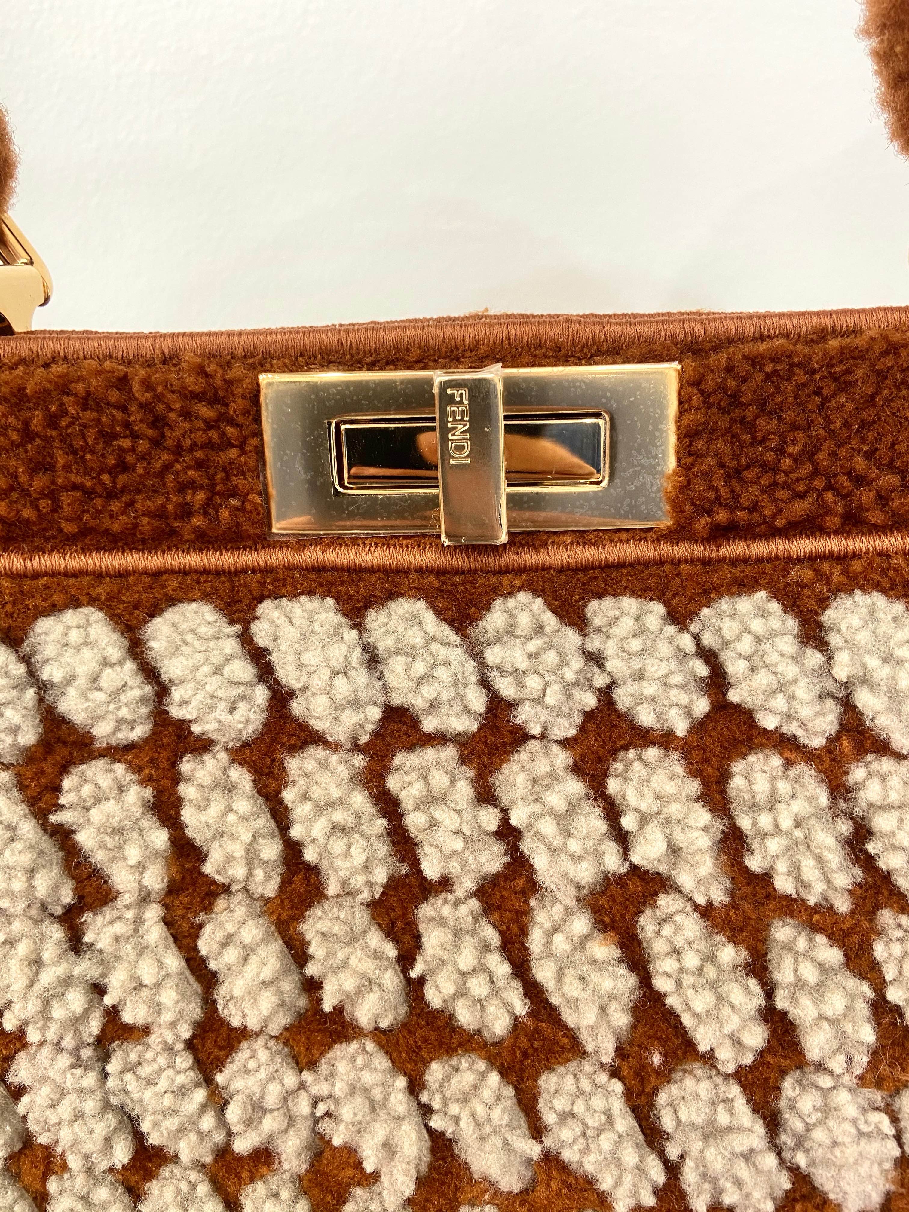 FENDI PEEKABOO SHERLING INTERLACE MEDIUM BAG