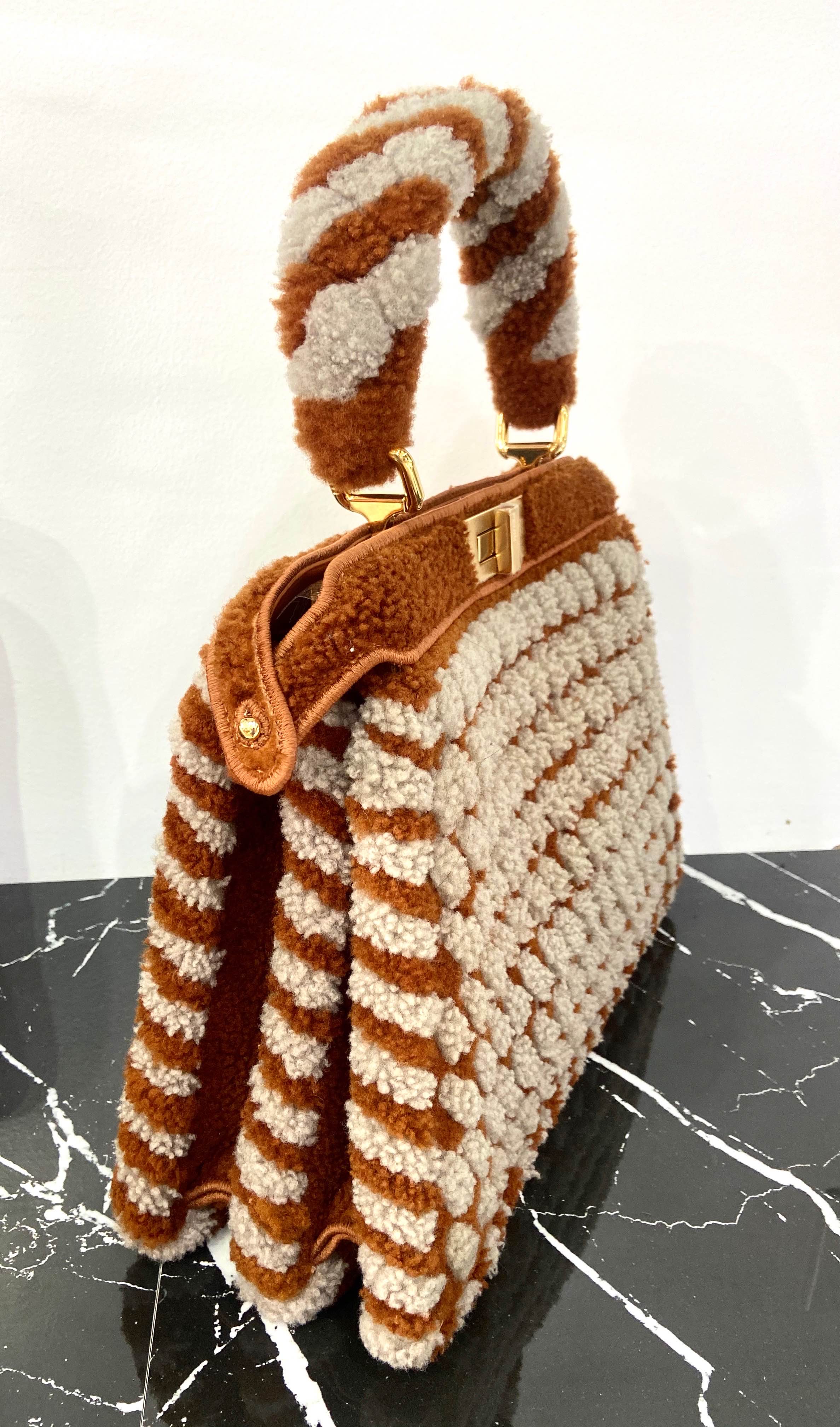 FENDI PEEKABOO SHERLING INTERLACE MEDIUM BAG