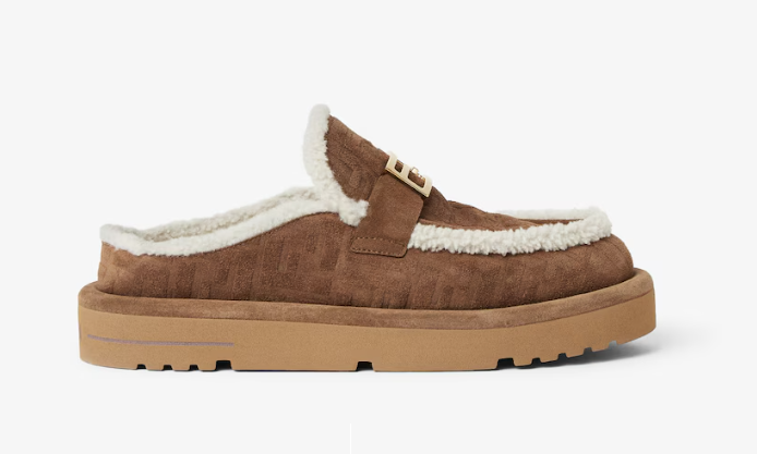 FENDI WOMEN'S APRES CHIC FF SHEARLING LINED MULES