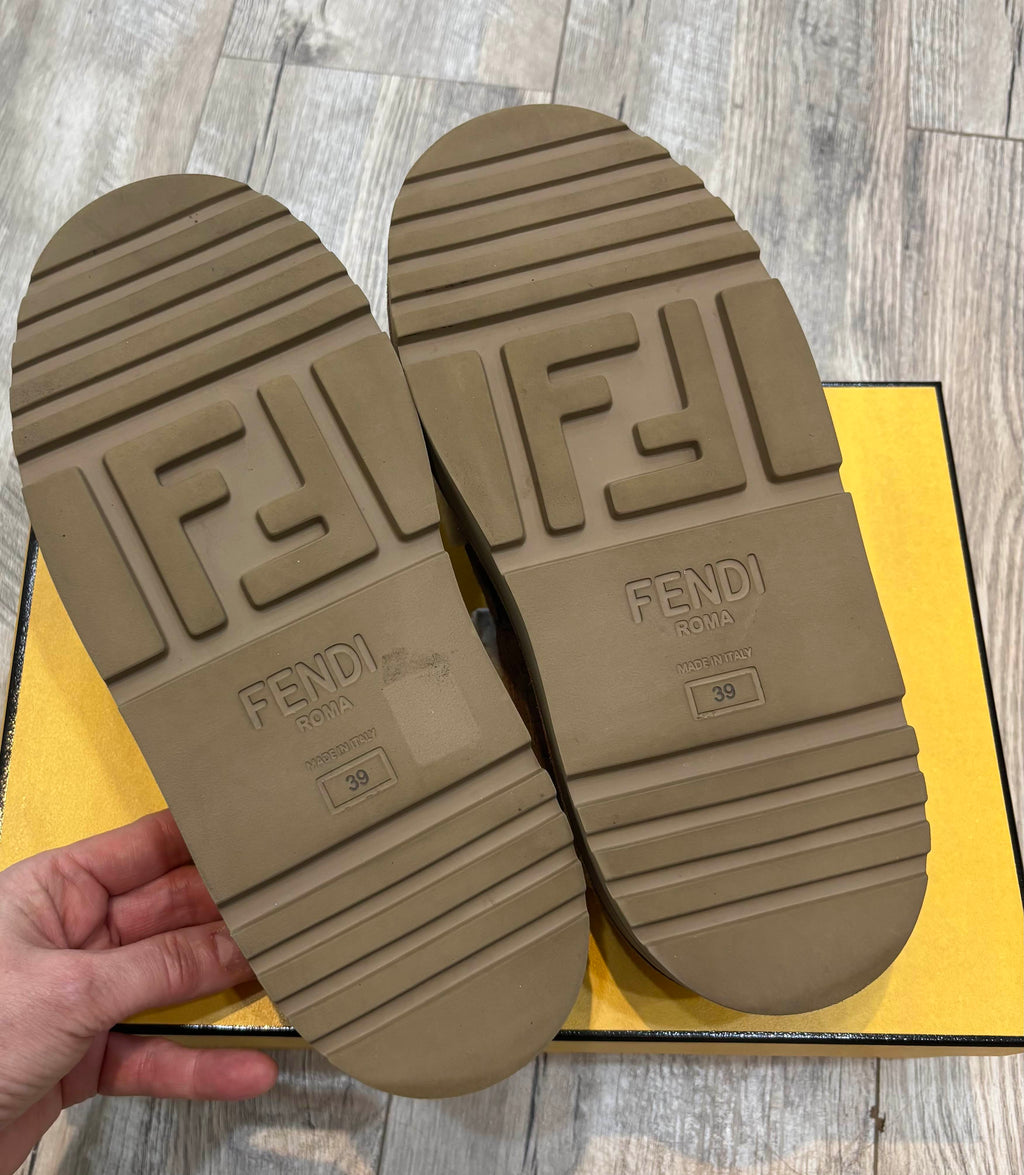 FENDI WOMEN'S APRES CHIC FF SHEARLING LINED MULES