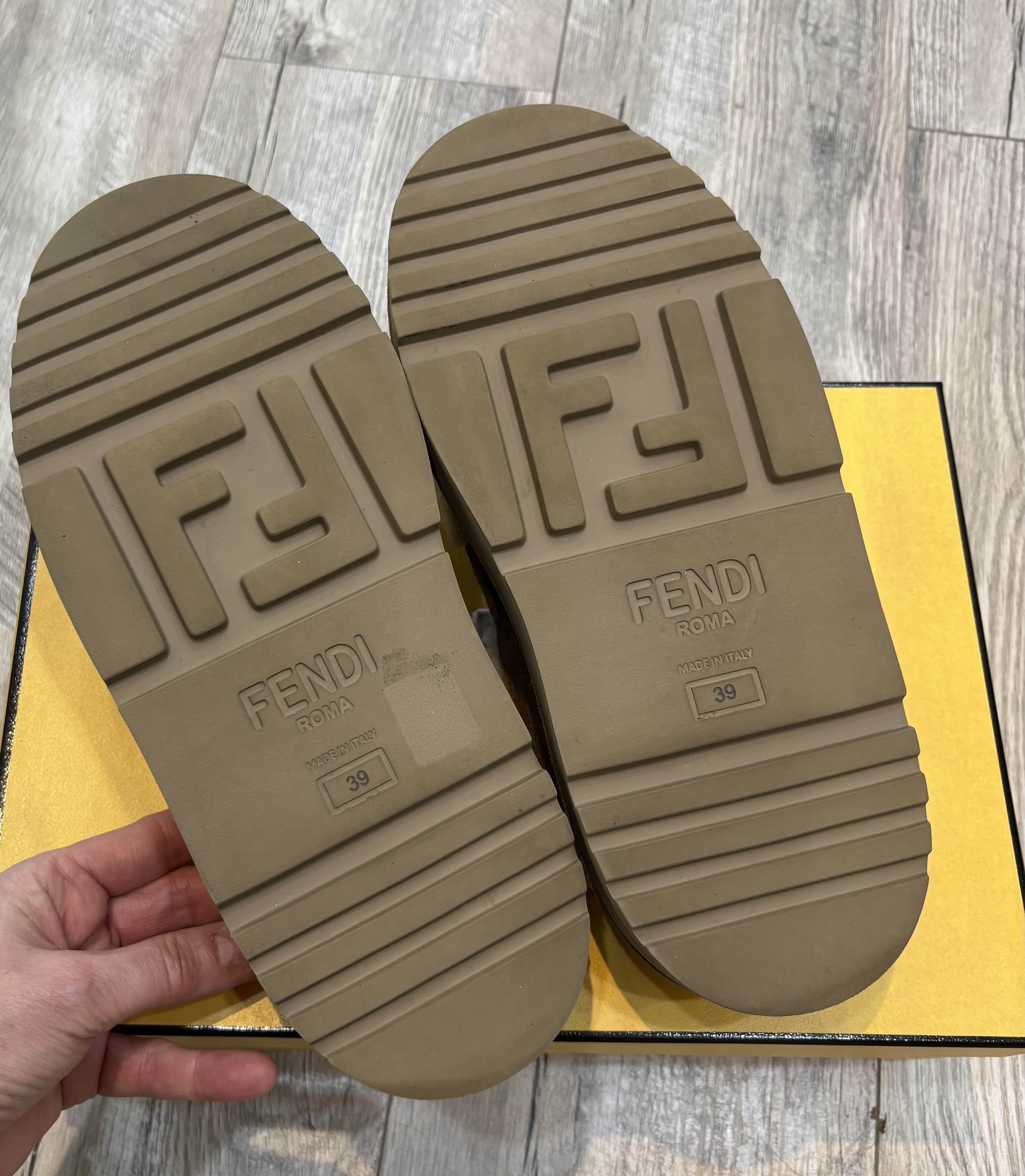 FENDI WOMEN'S APRES CHIC FF SHEARLING LINED MULES