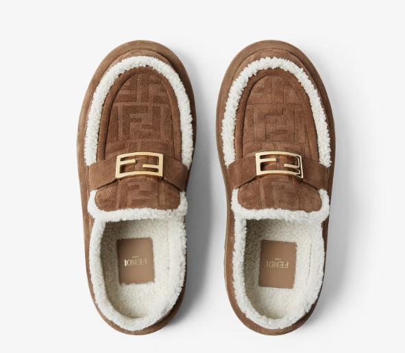 FENDI WOMEN'S APRES CHIC FF SHEARLING LINED MULES