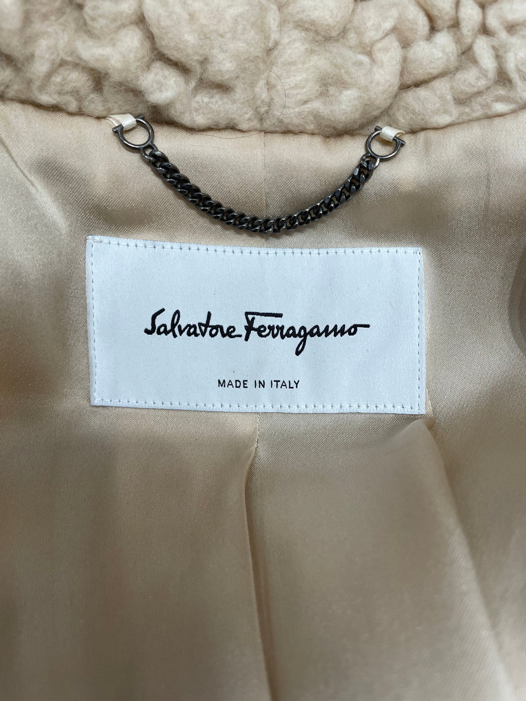 SALVATORE FERRAGAMO RUNWAY TEDDY CASHMERE SILK COAT