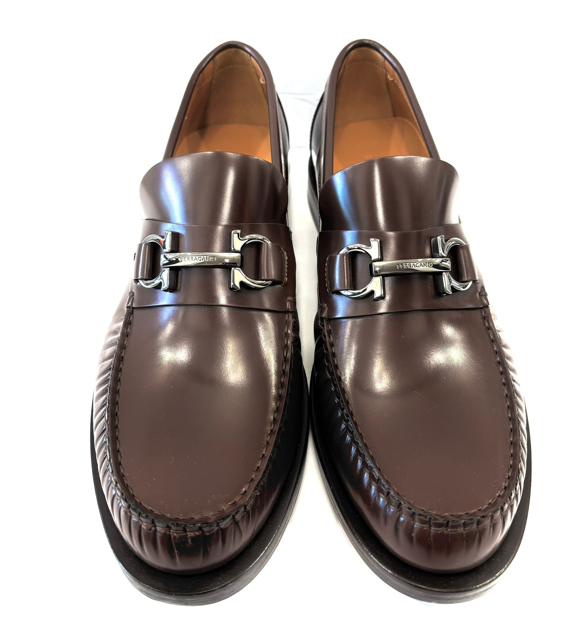 FERRAGAMO FORT FORT ROYALE GANCINI CALFSKIN LEATHER LOAFERS