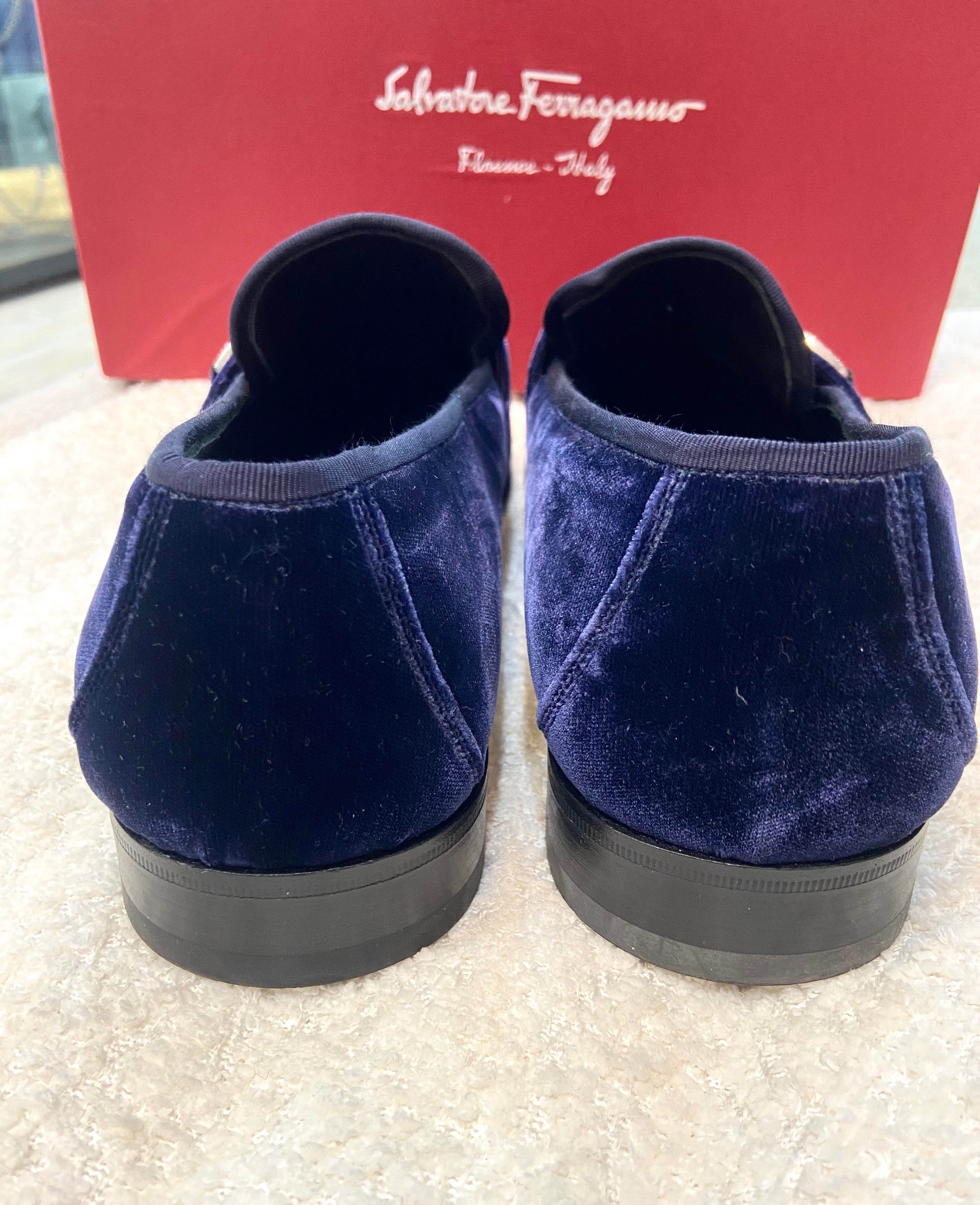 FERRAGAMO PURPLE VELVET LOAFERS