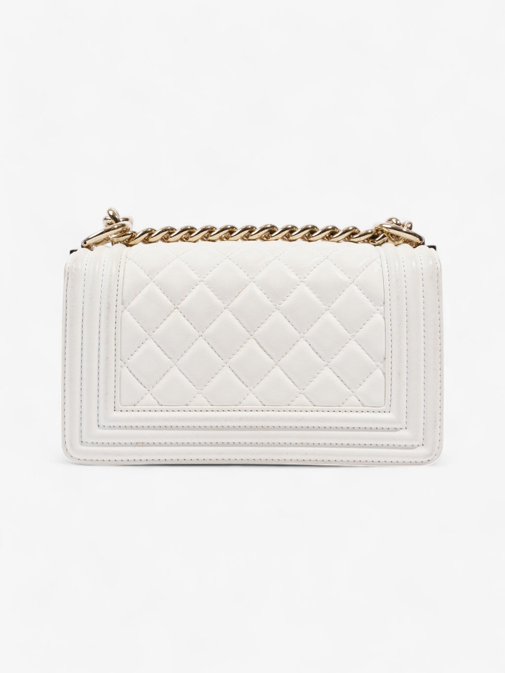 Chanel Boy Bag White Lambskin Leather Small