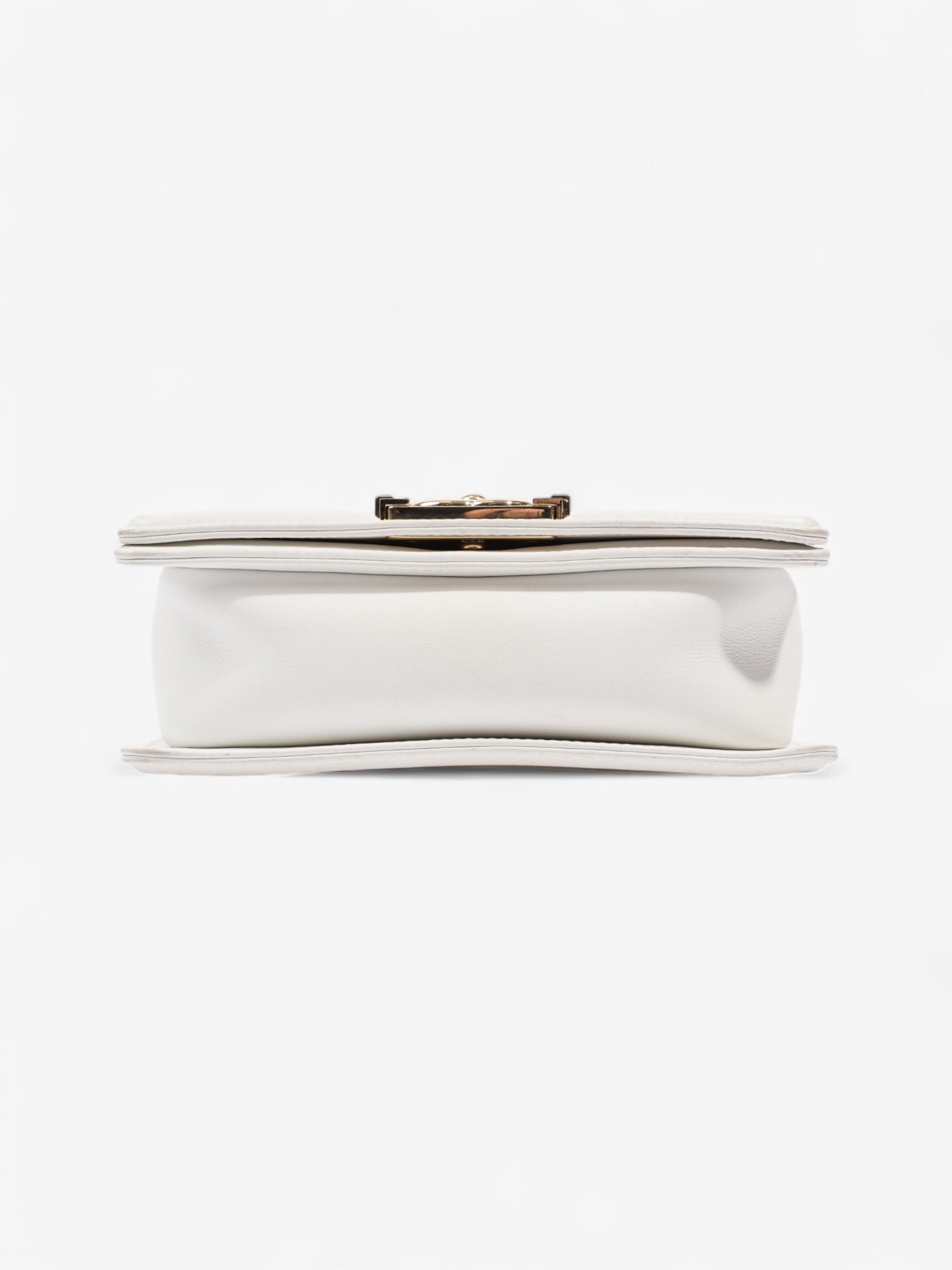 Chanel Boy Bag White Lambskin Leather Small