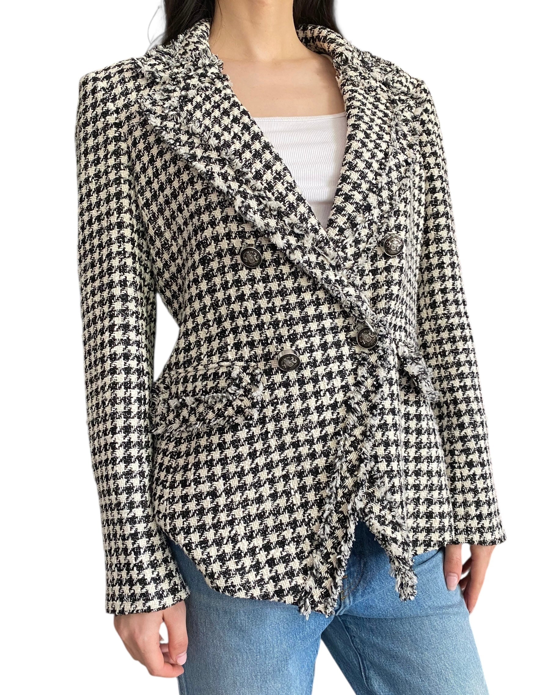 Veronica Beard Tweed Houndstooth Blazer - 12 / L