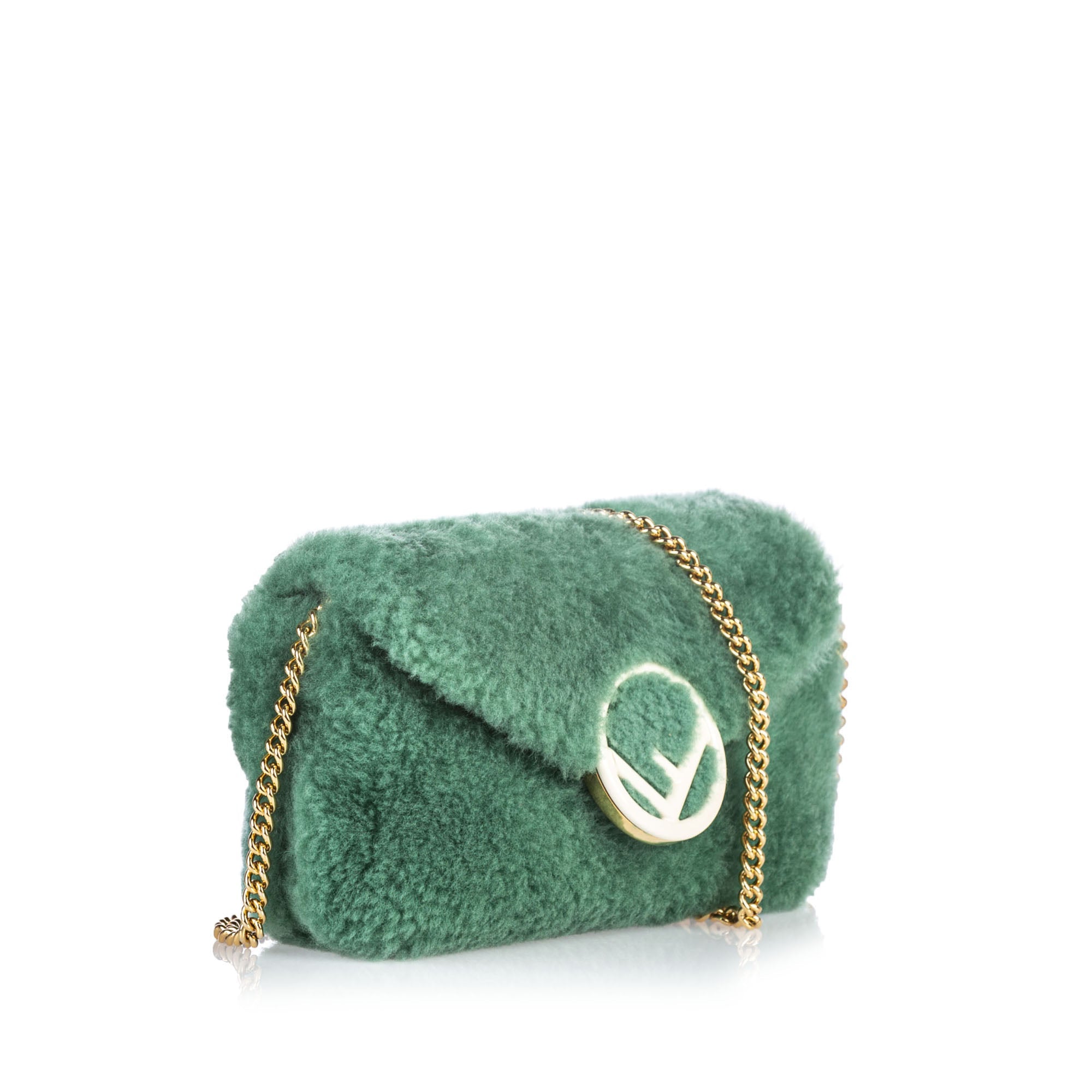 Fendi Sea Green Shearling Convertible 2 in 1 Crossbody / Belt Bag