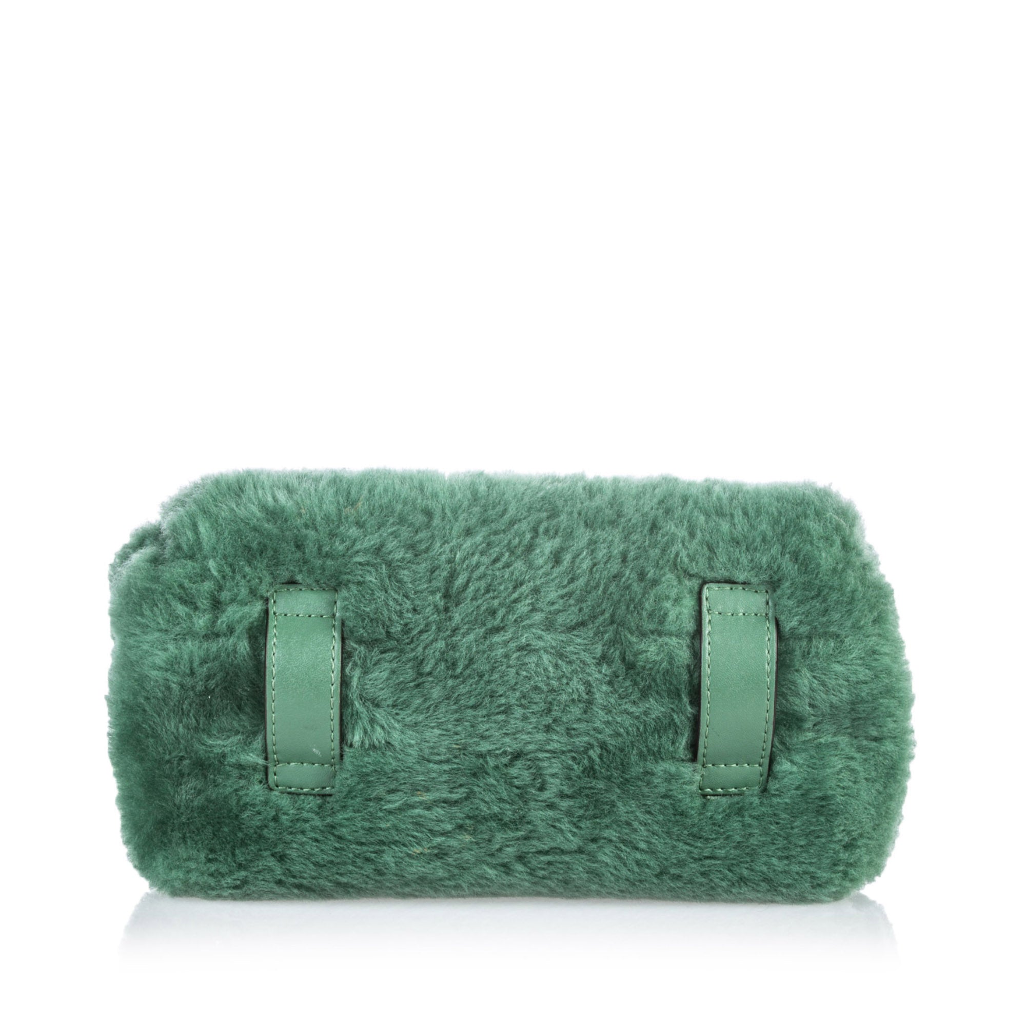 Fendi Sea Green Shearling Convertible 2 in 1 Crossbody / Belt Bag