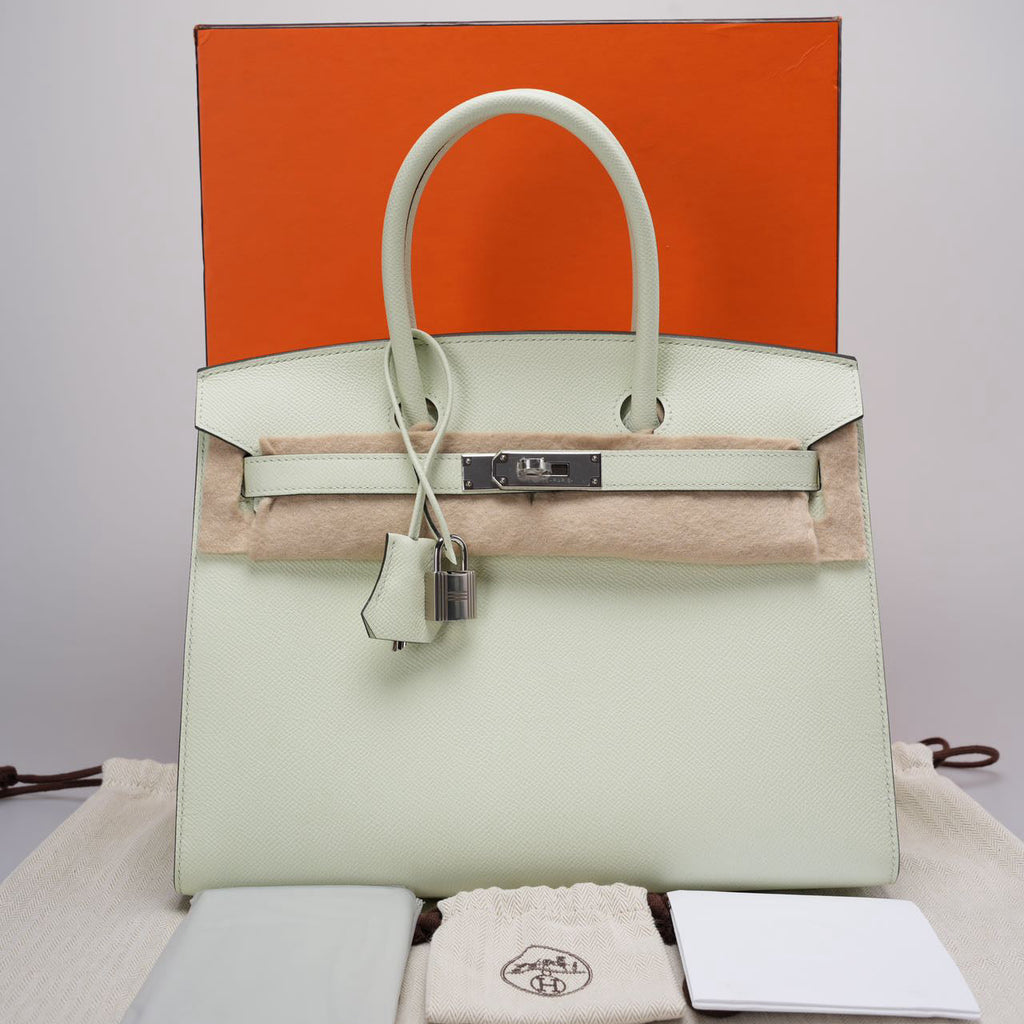Hermes Birkin Sellier 30 Bag In Vert Fizz Epsom Leather With Palladium Hardware from 2023