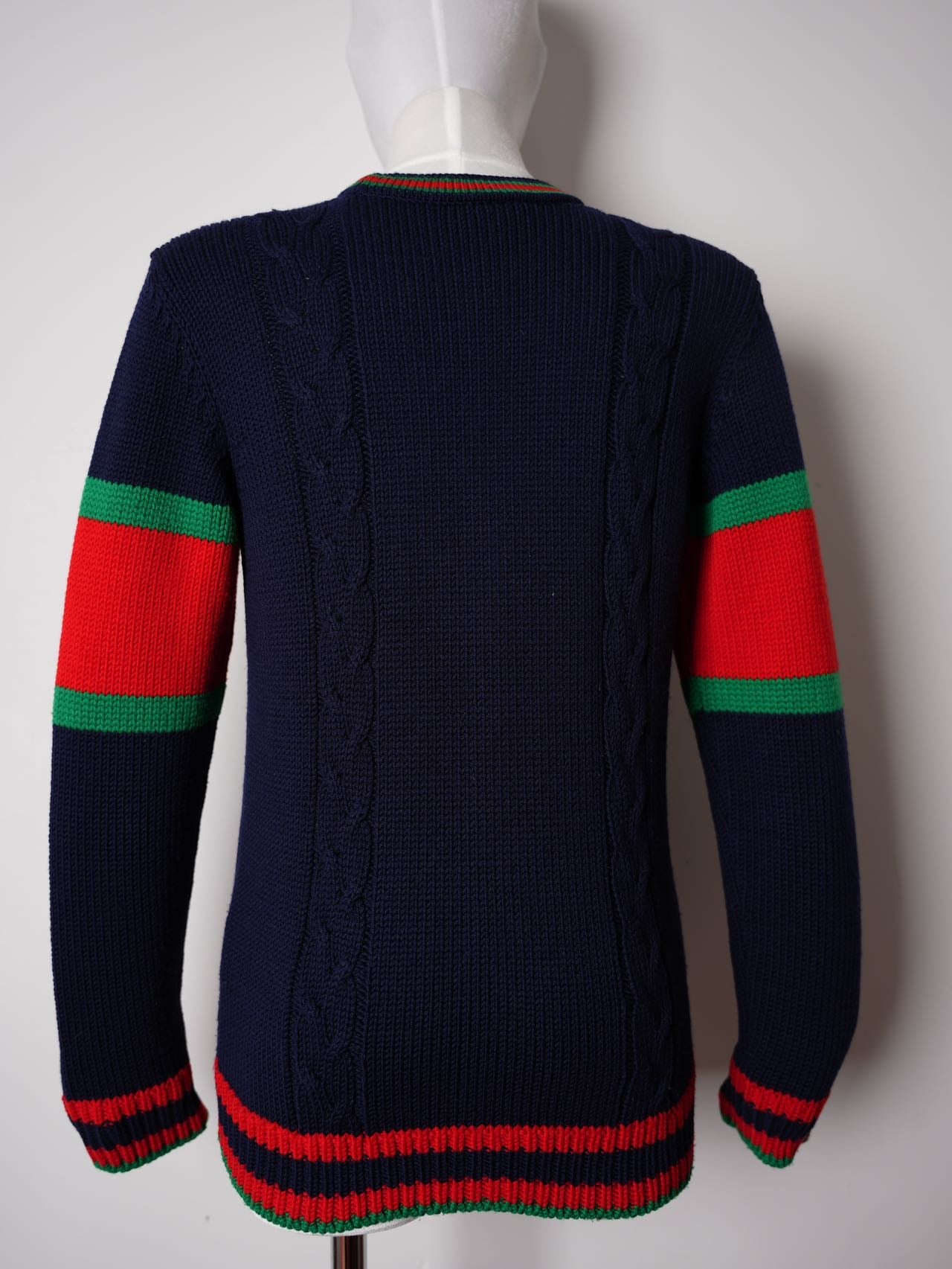 Gucci Blue/Red Oversize Cable Knit igan