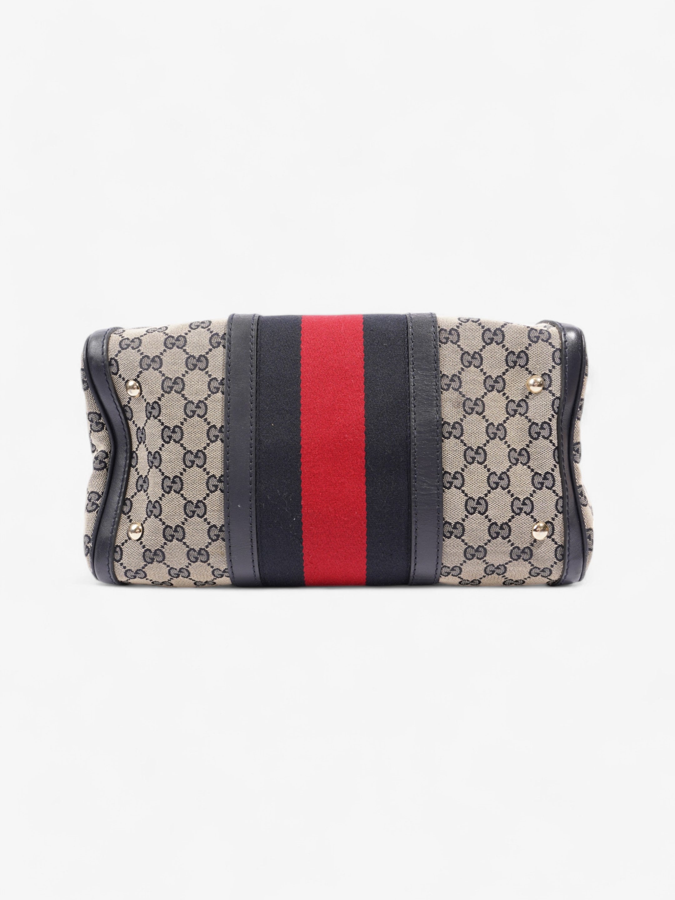 Gucci Boston Bag GG Supreme / Navy Blue / Red Canvas Medium