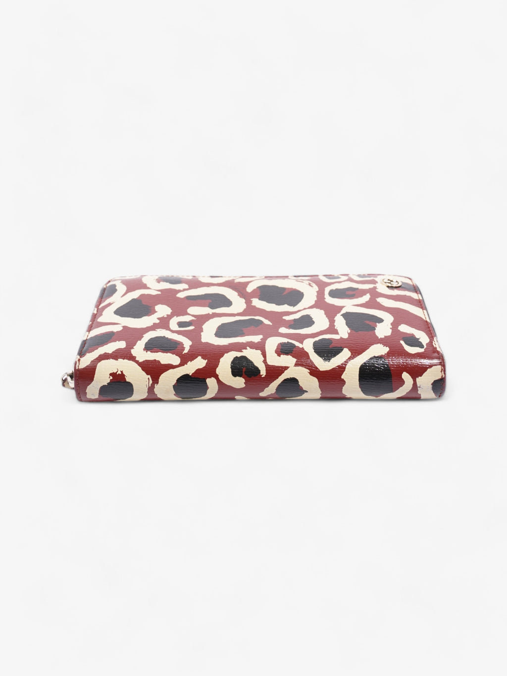 Gucci Leopard Print Zip Around Wallet Red / Black Calfskin Leather