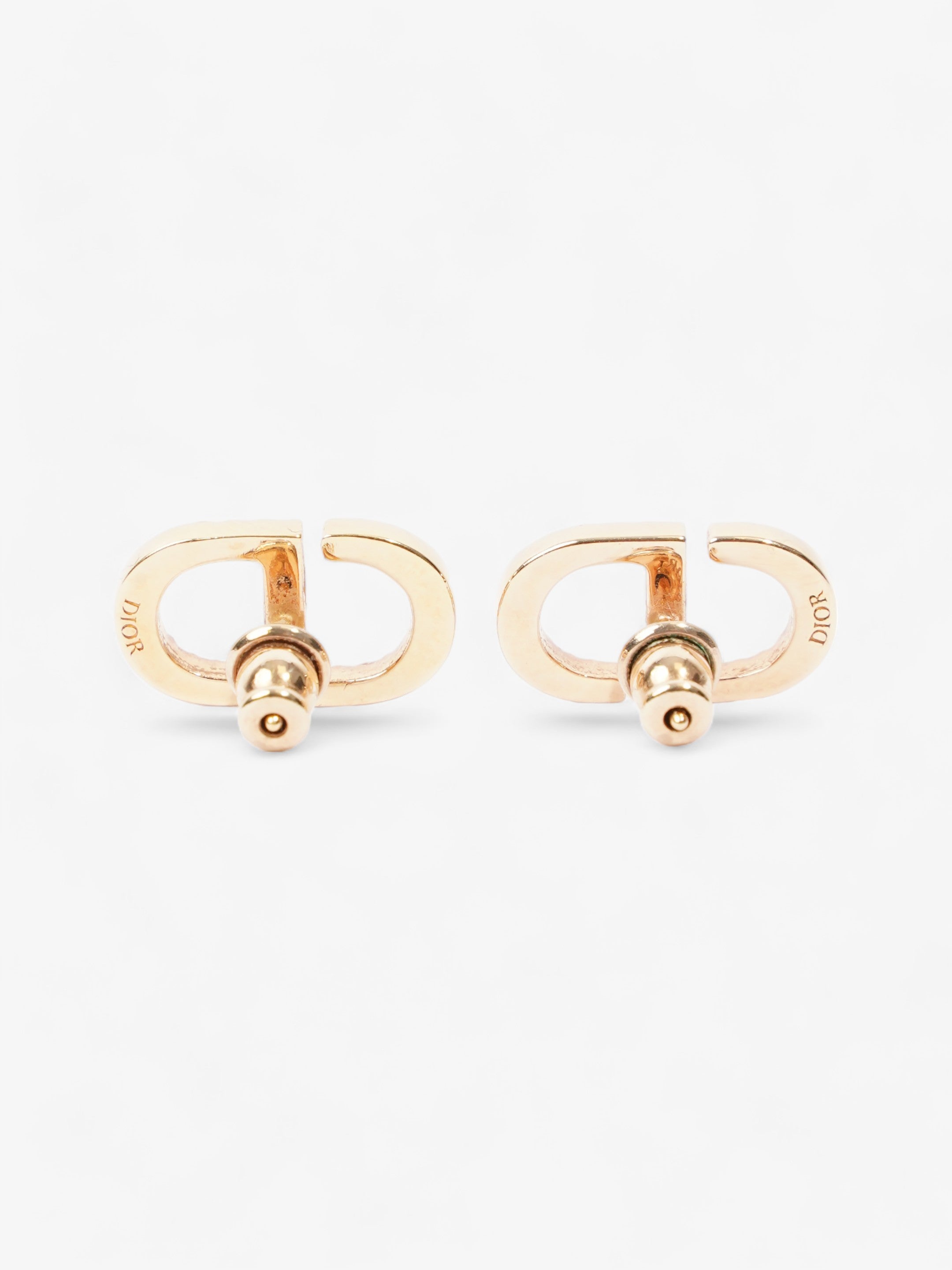 Christian Dior Petit CD Stud Earrings with White Crystals Gold Base Metal