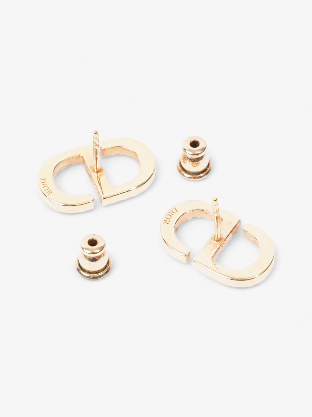 Christian Dior Petit CD Stud Earrings with White Crystals Gold Base Metal
