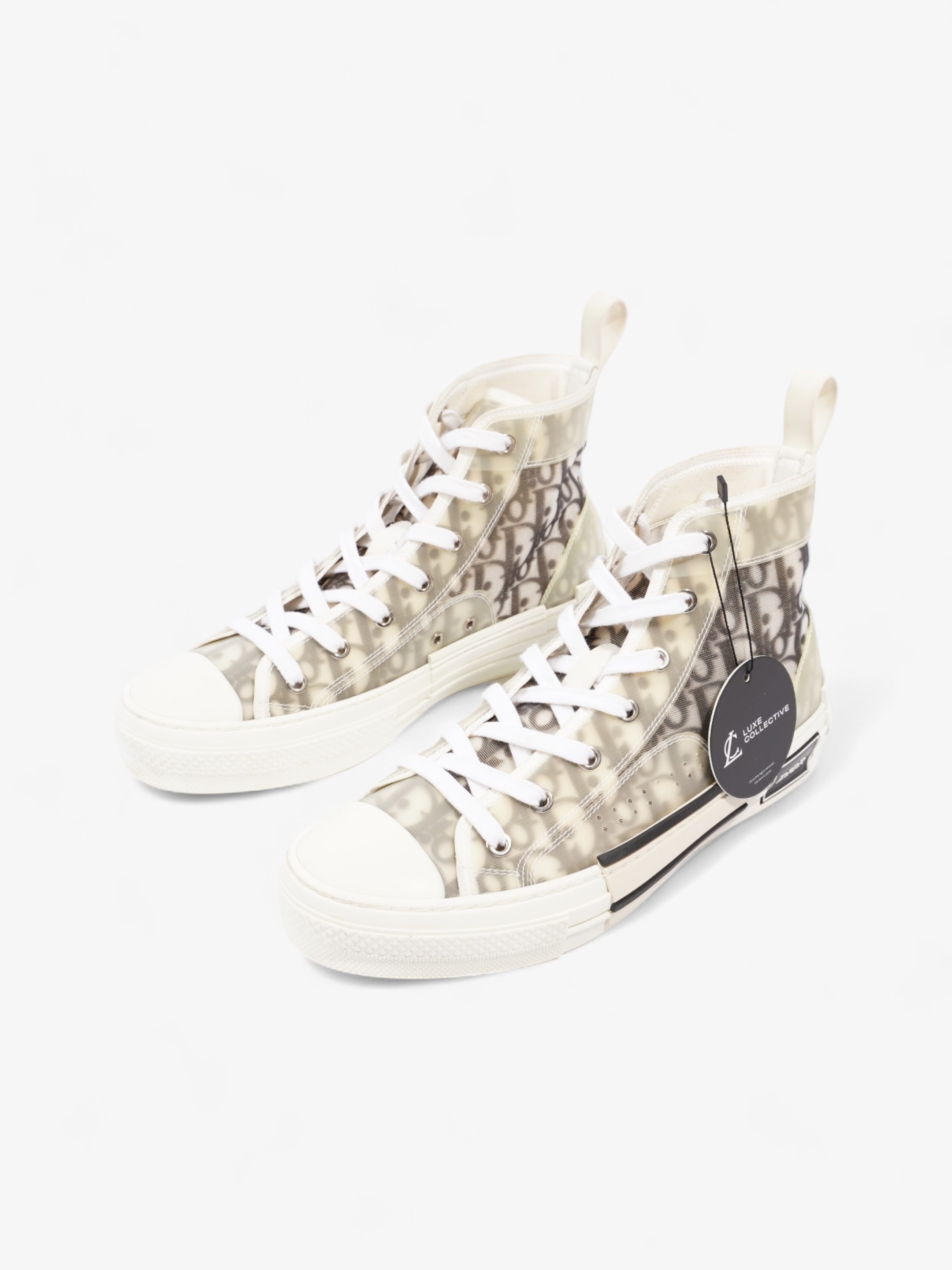 Christian Dior B23 High Top  White / Grey Oblique  Mesh EU 40 UK 7