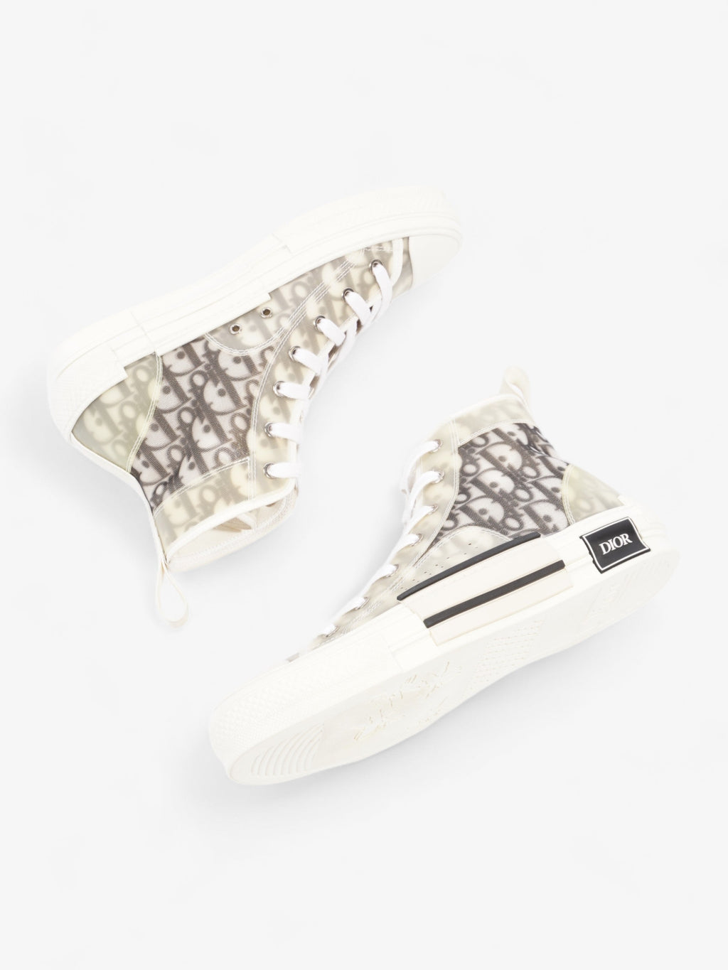 Christian Dior B23 High Top  White / Grey Oblique  Mesh EU 40 UK 7