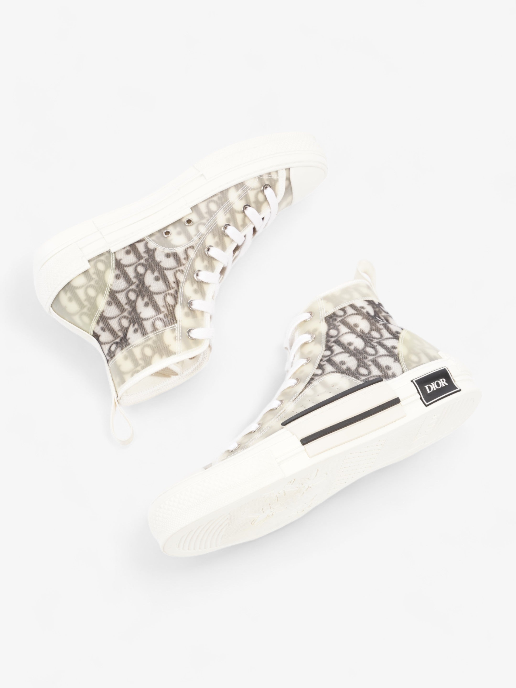 Christian Dior B23 High Top  White / Grey Oblique  Mesh EU 40 UK 7