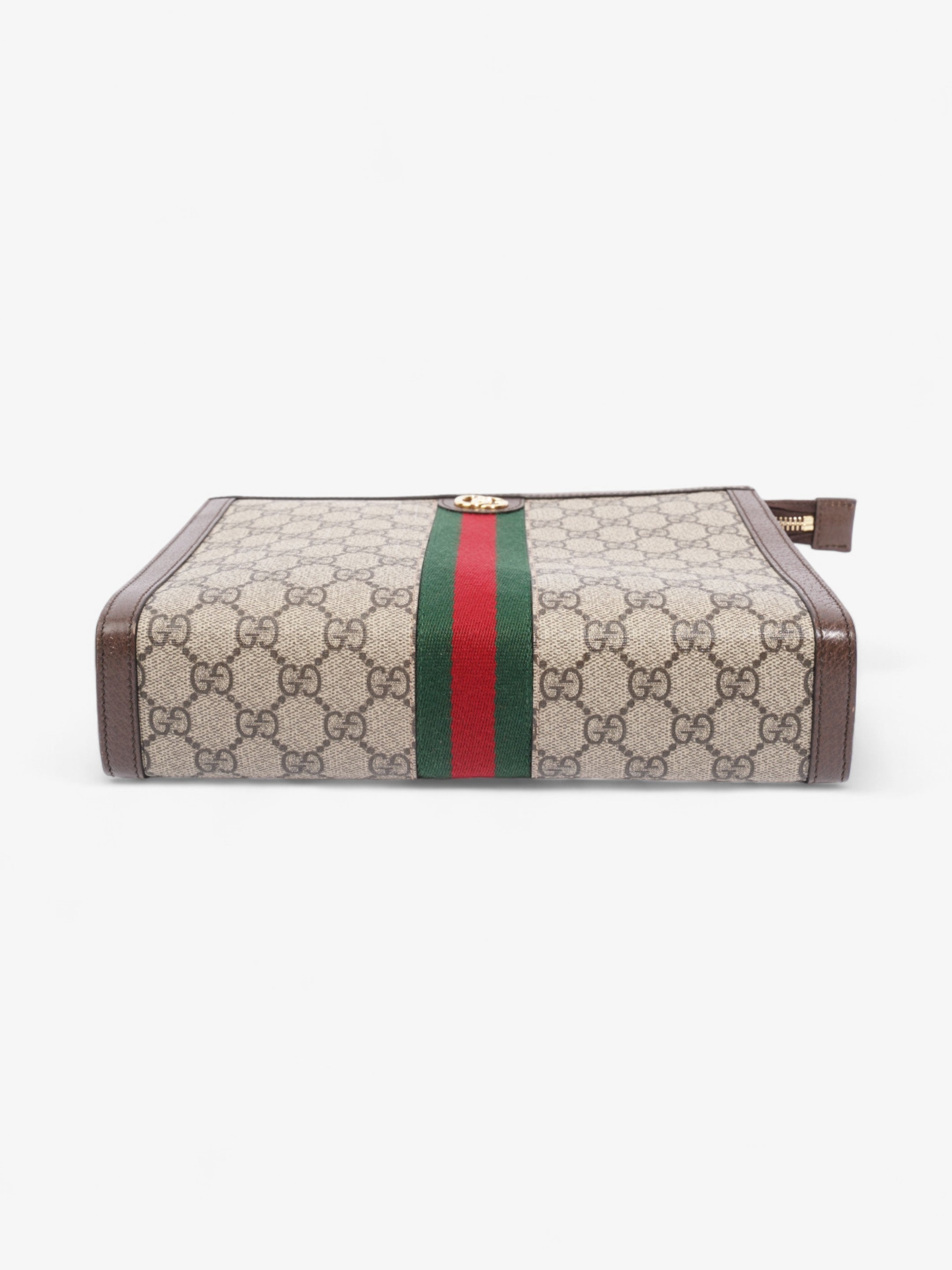 Gucci Ophidia GG Pouch Beige And Ebony GG Supreme / Green And Red Web Coated Canvas