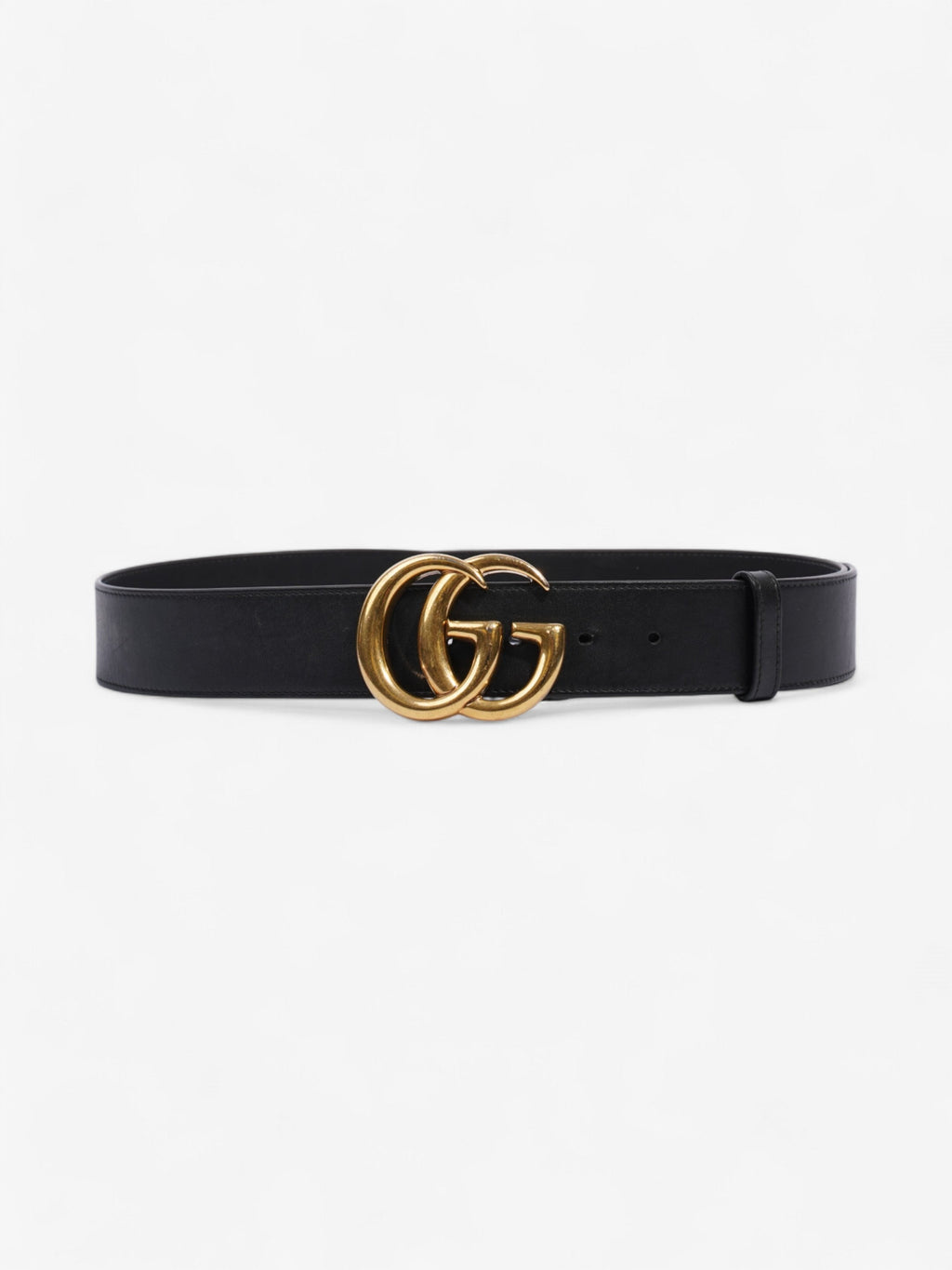 Gucci GG Marmont Wide Belt Black / Gold Leather 80cm / 32"