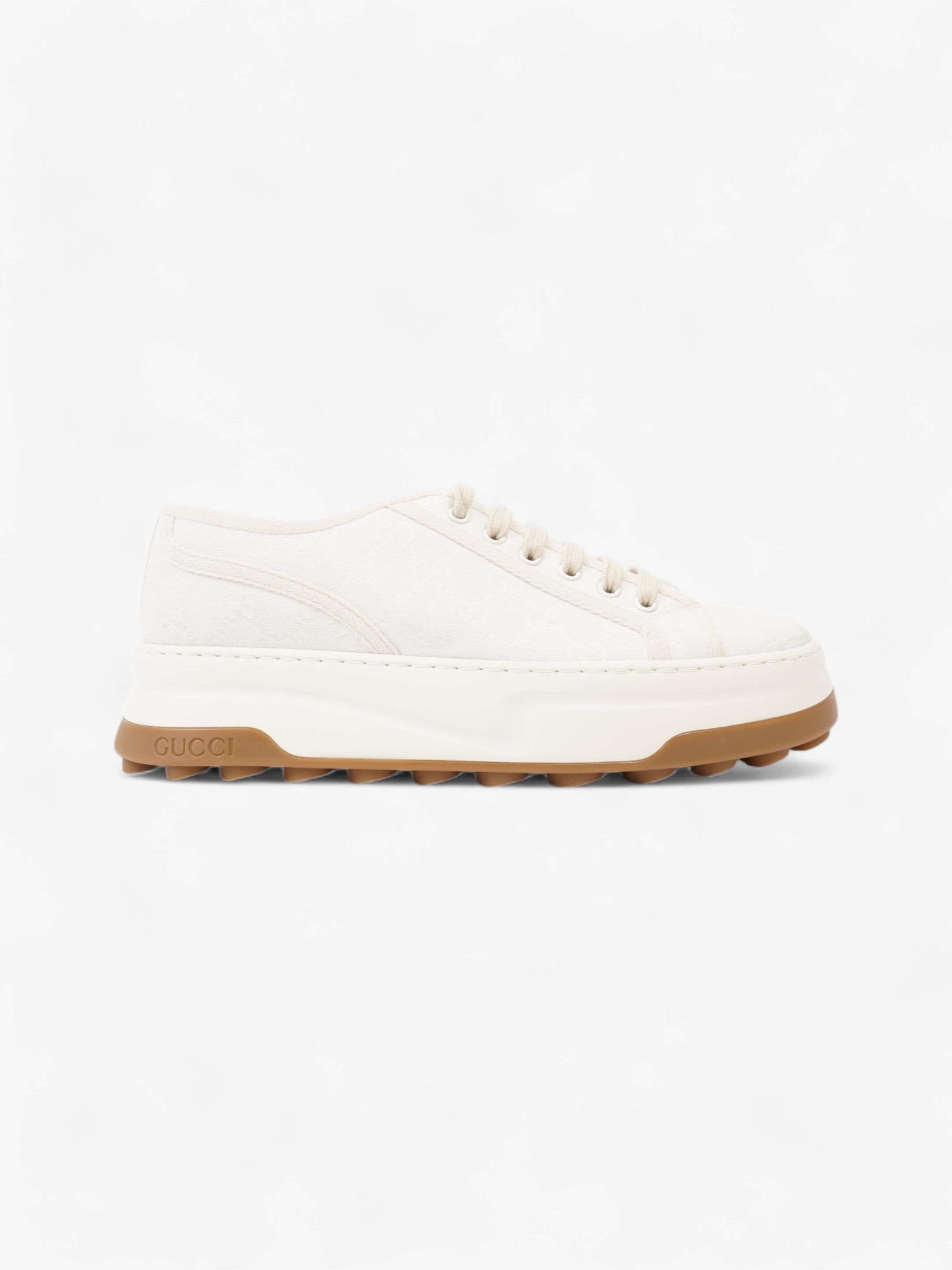 Gucci GG Tennis 1977 Platform Sneakers White  / Cream Canvas EU 41 UK 7