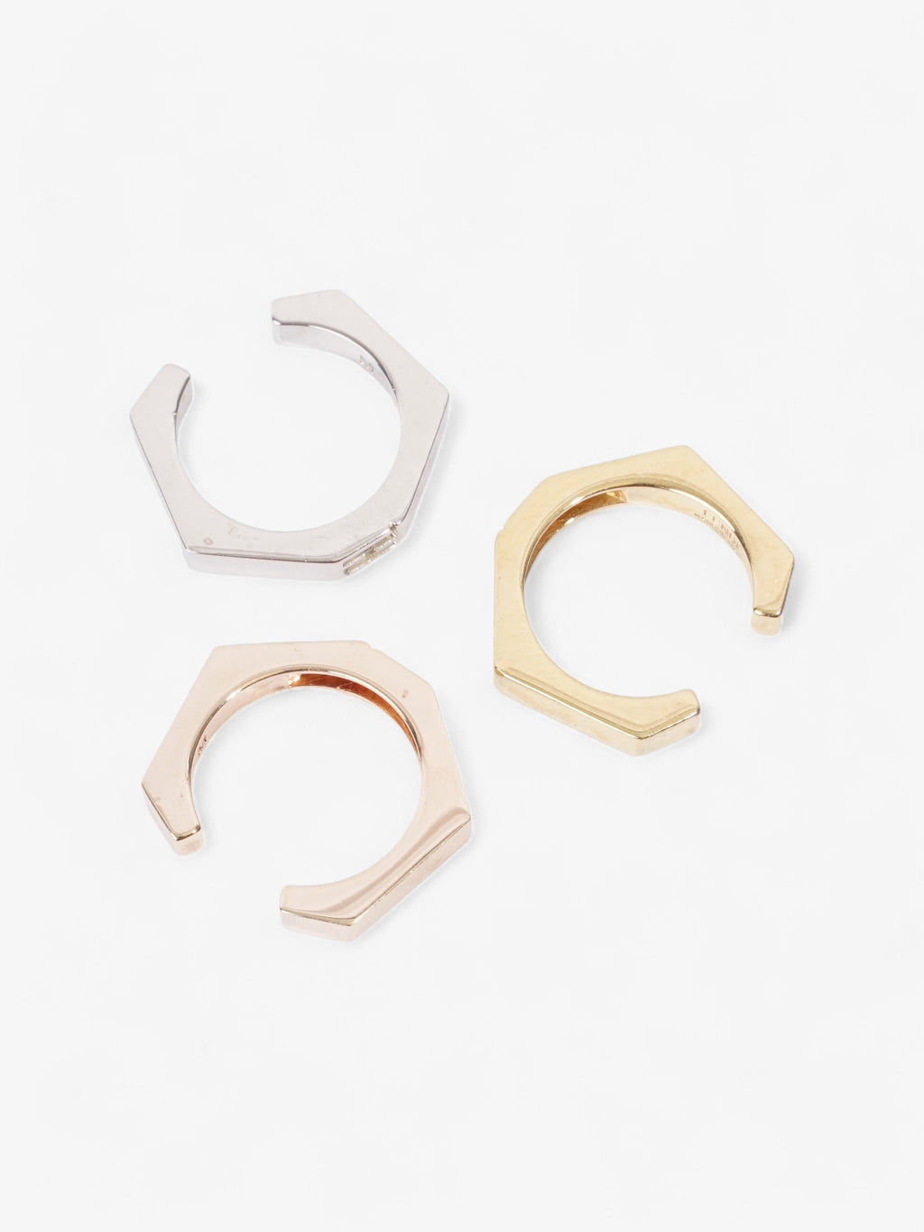 Fendi 3 Stack FF Rings Gold / Bronze / Silver Base Metal Medium (Circumference - 55mm)