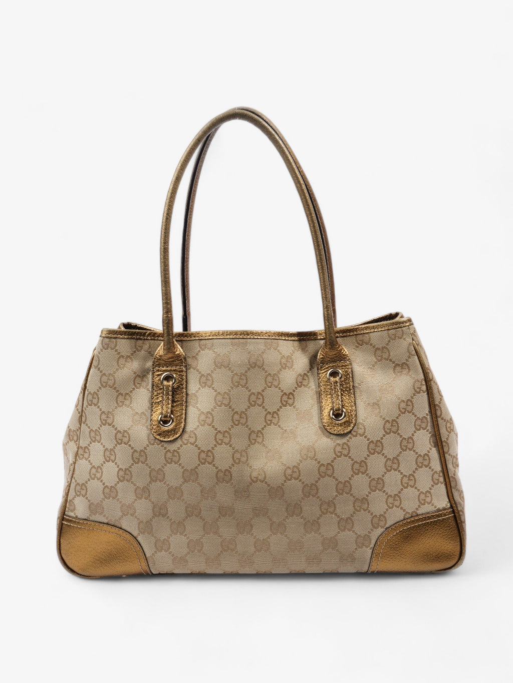 Gucci Princy Tote Beige And Ebony GG Supreme / Gold Canvas Medium