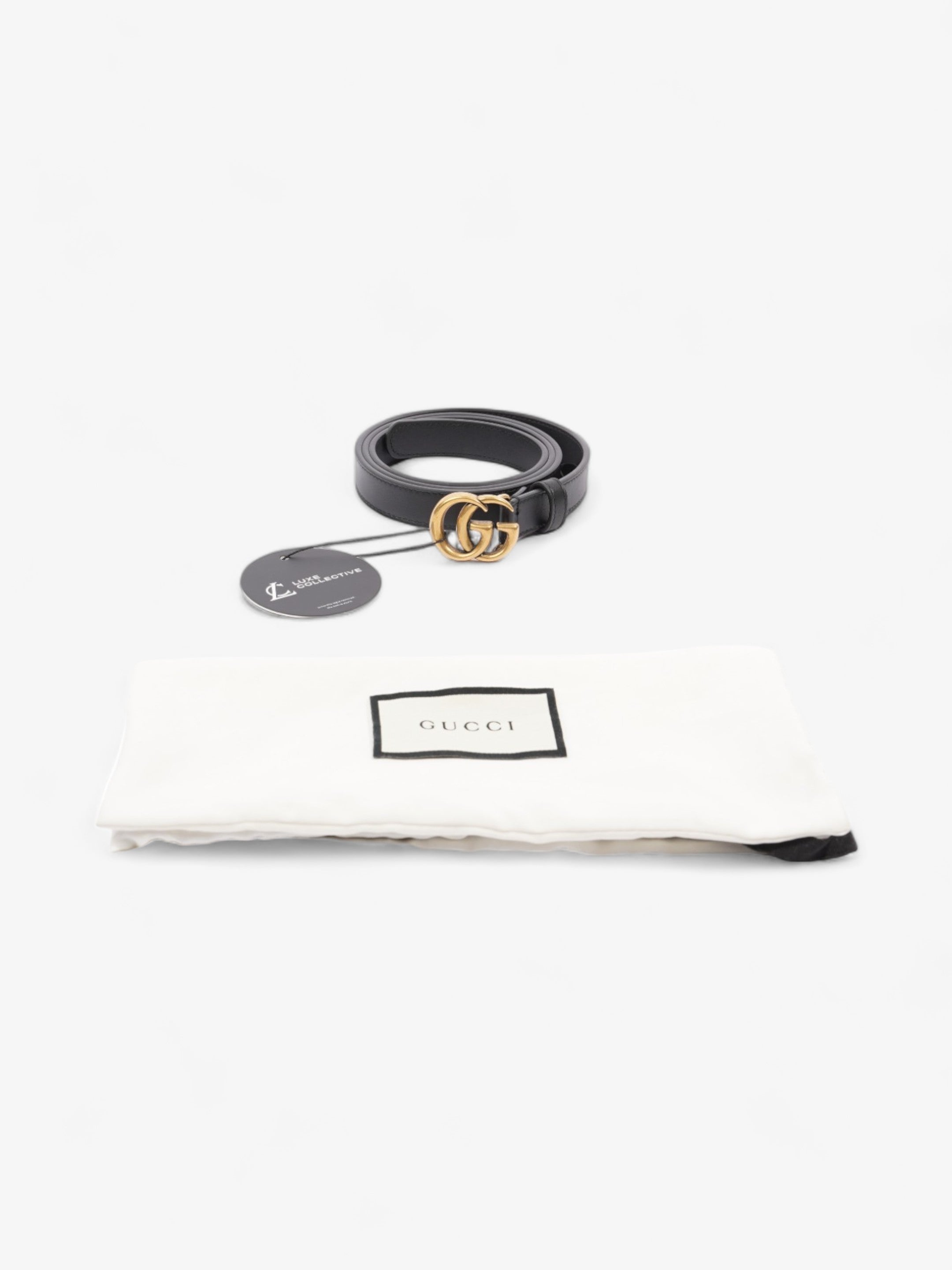 Gucci GG Marmont Thin Belt Black Leather 95cm / 38"