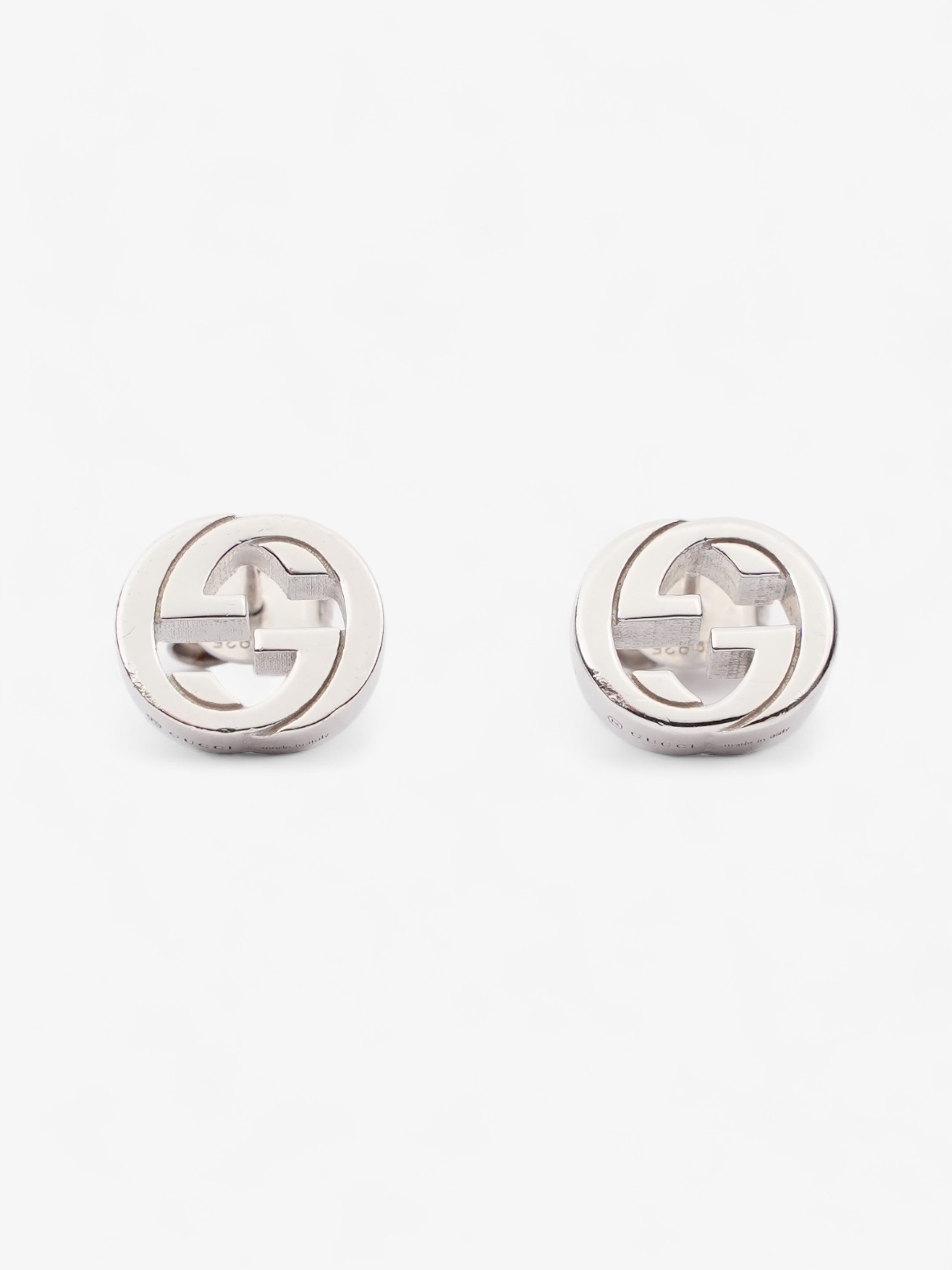 Gucci Interlocking Earrings Silver Silver Sterling