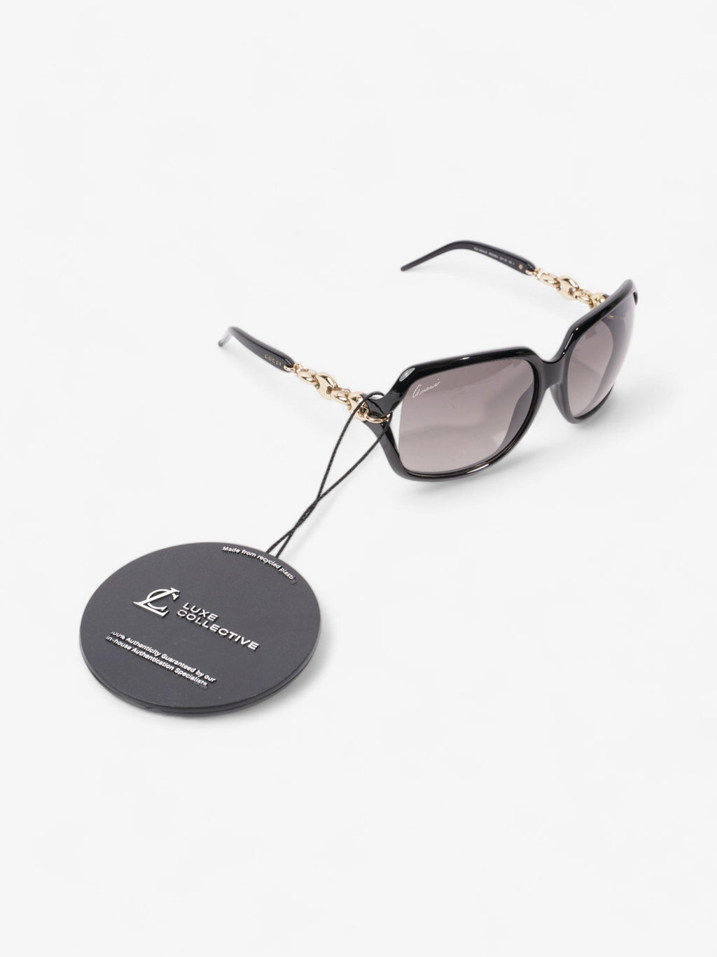 Gucci Chain Sunglasses Black / Gold Acetate 115mm