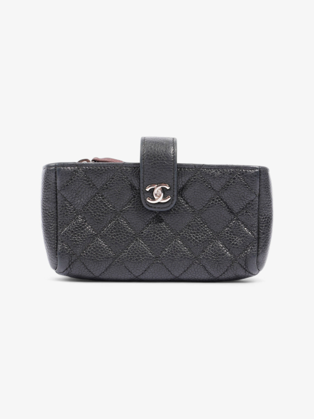 Chanel Interlocking CC Logo Coin Purse Black Caviar Leather