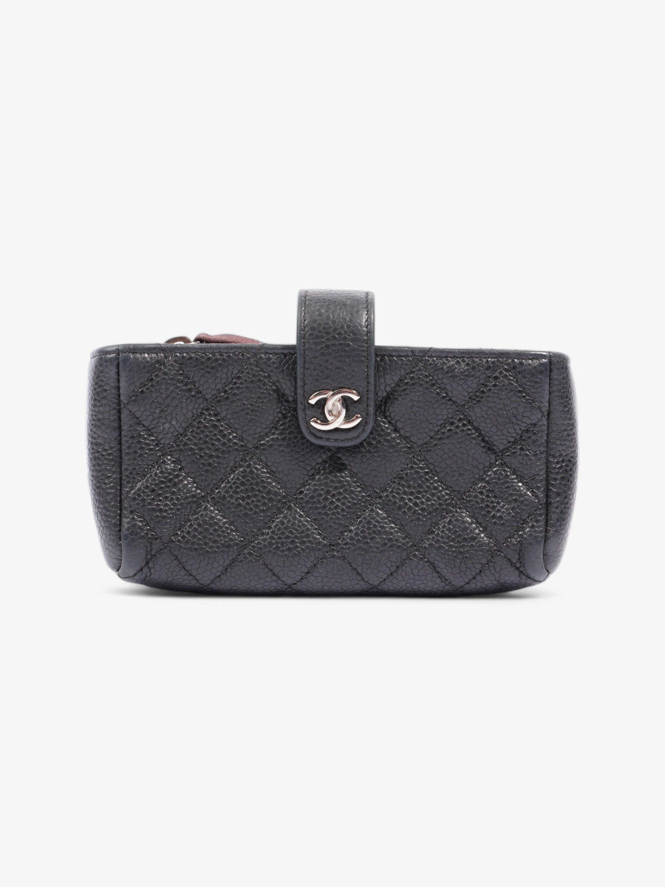 Chanel Interlocking CC Logo Coin Purse Black Caviar Leather
