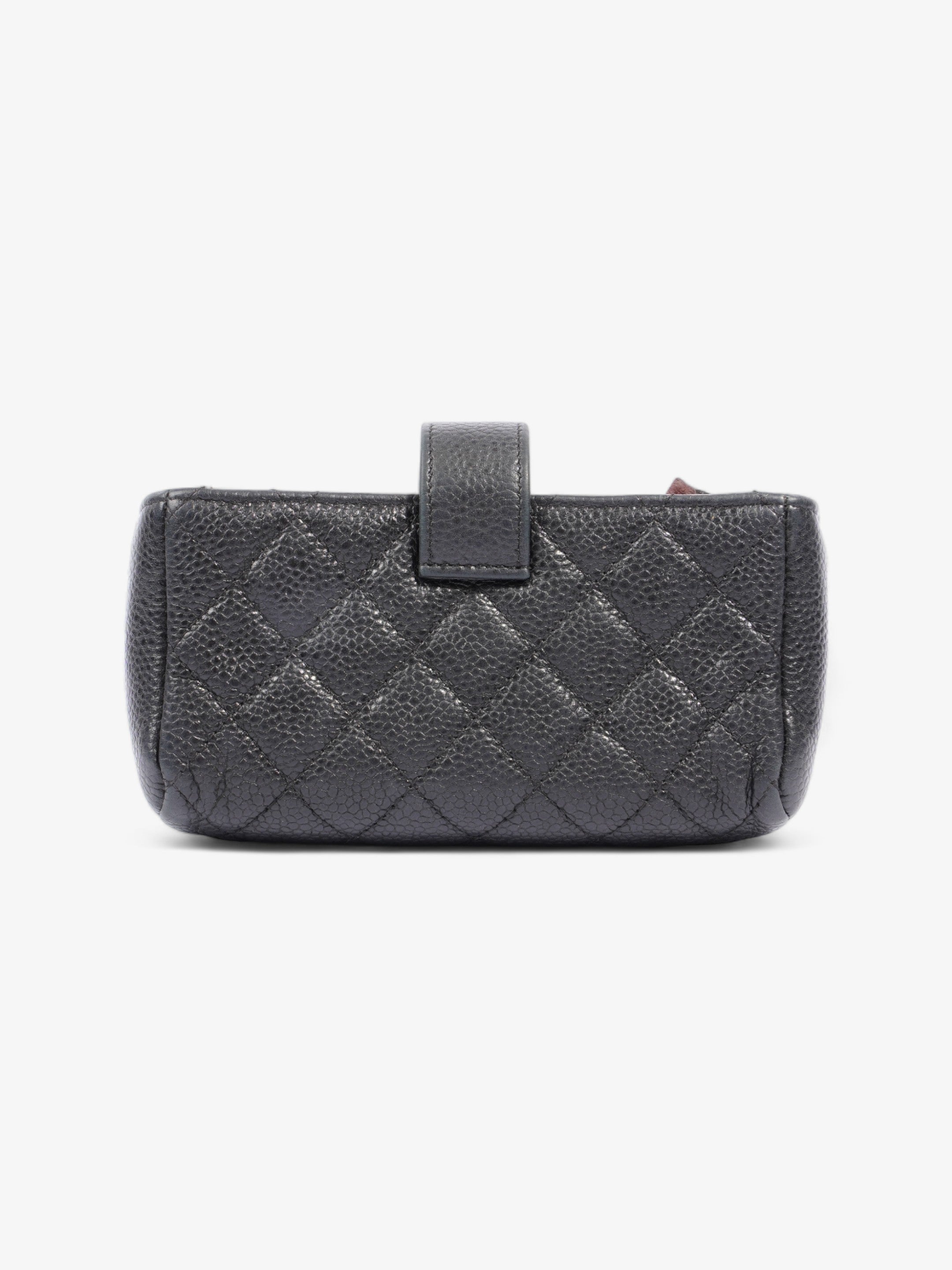Chanel Interlocking CC Logo Coin Purse Black Caviar Leather