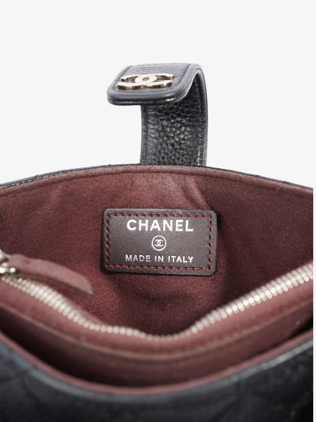 Chanel Interlocking CC Logo Coin Purse Black Caviar Leather