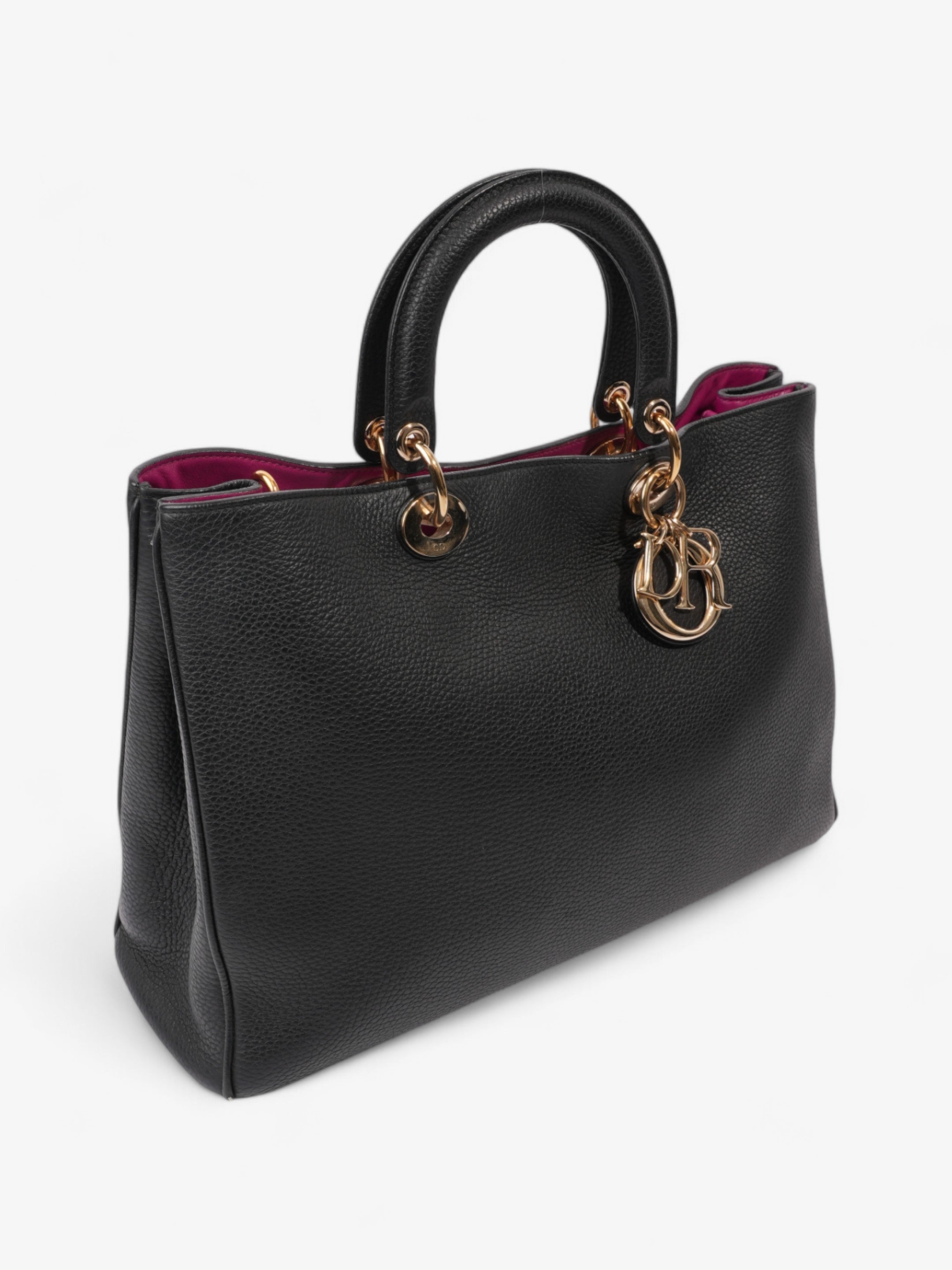 Christian Dior Diorissimo Satchel Black Calfskin Leather Large