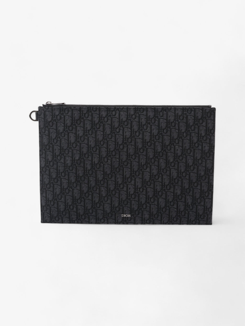 Christian Dior A4 Pouch Black Oblique Cotton