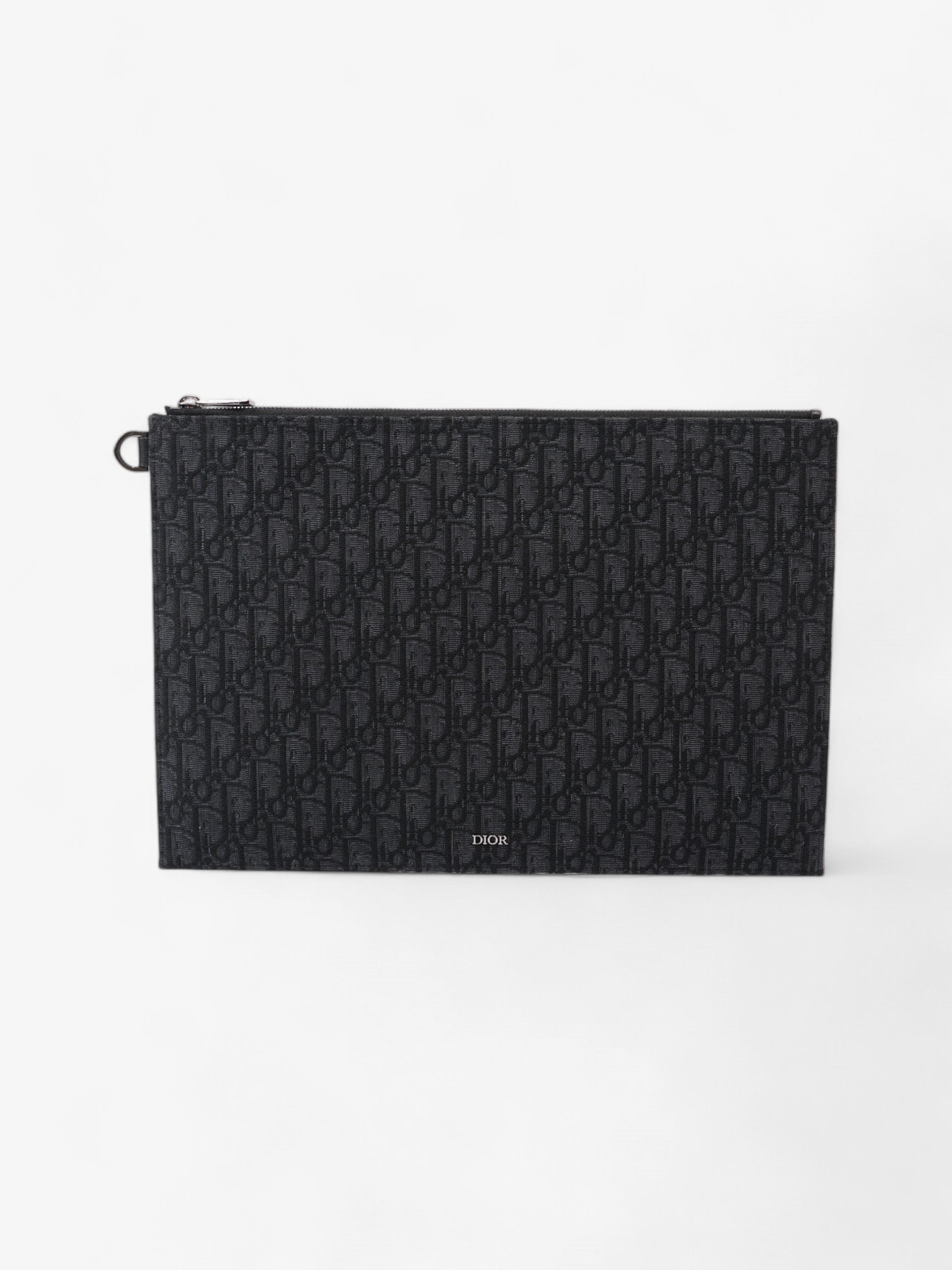 Christian Dior A4 Pouch Black Oblique Cotton