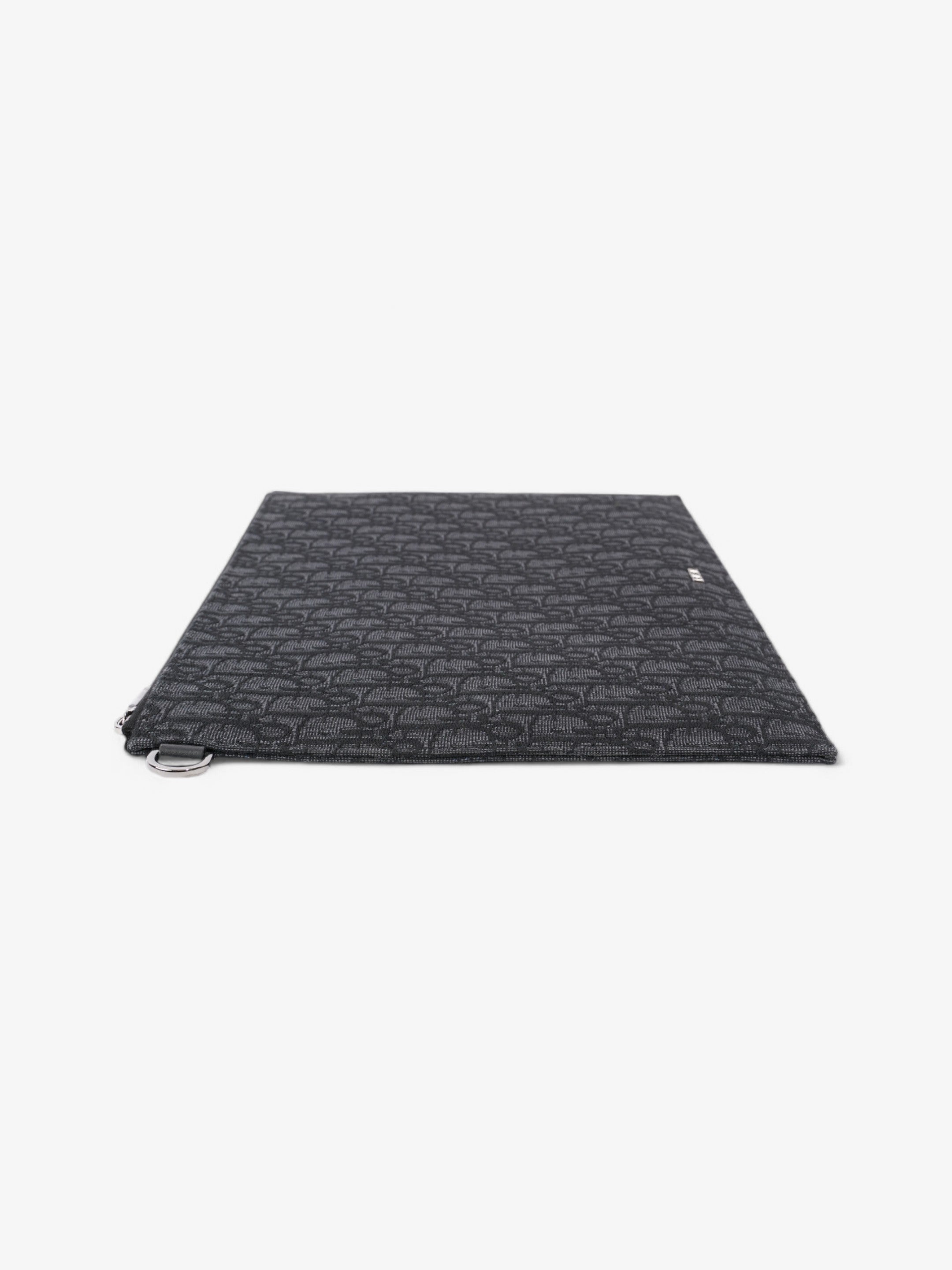 Christian Dior A4 Pouch Black Oblique Cotton