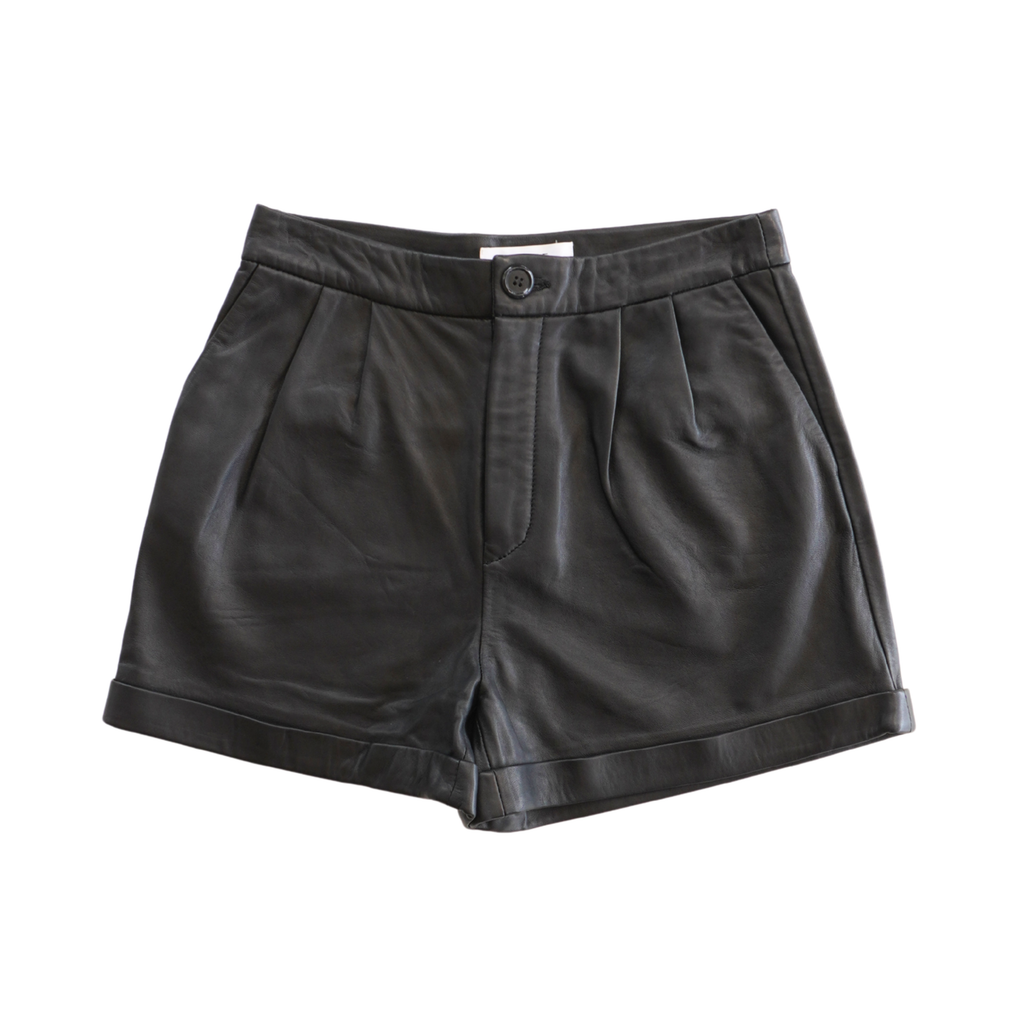 Frame Pleated Leather Shorts - Women's 25