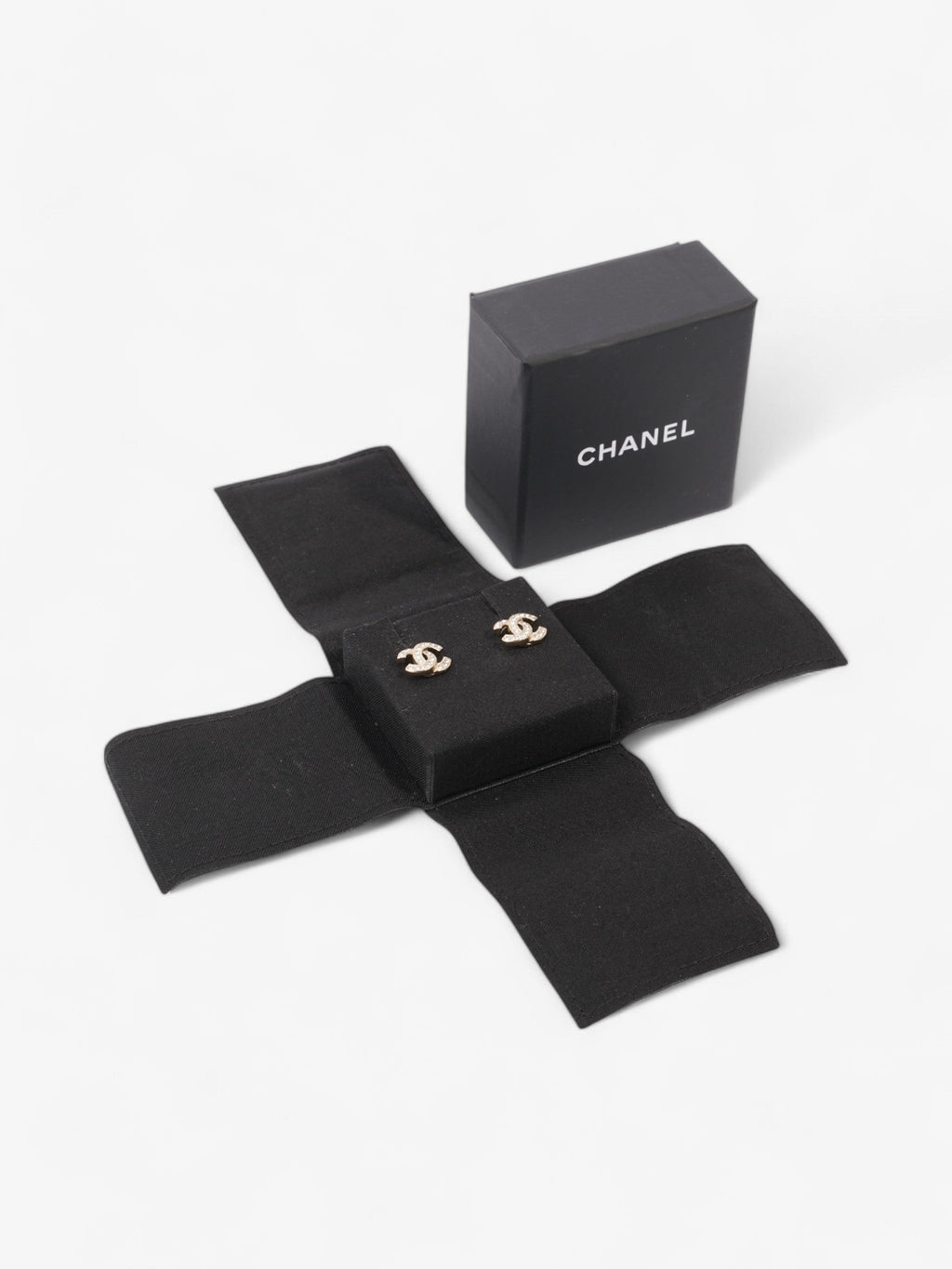 Chanel Rhinestone CC Logo Earring Gold Base Metal
