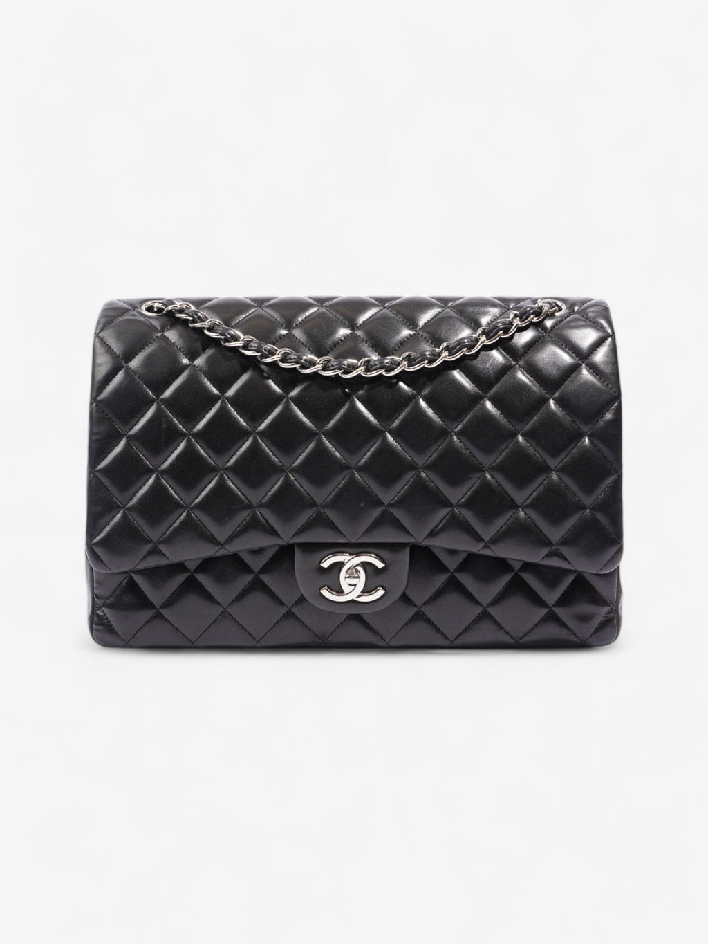 Chanel Classic Double Flap Black Lambskin Leather Maxi