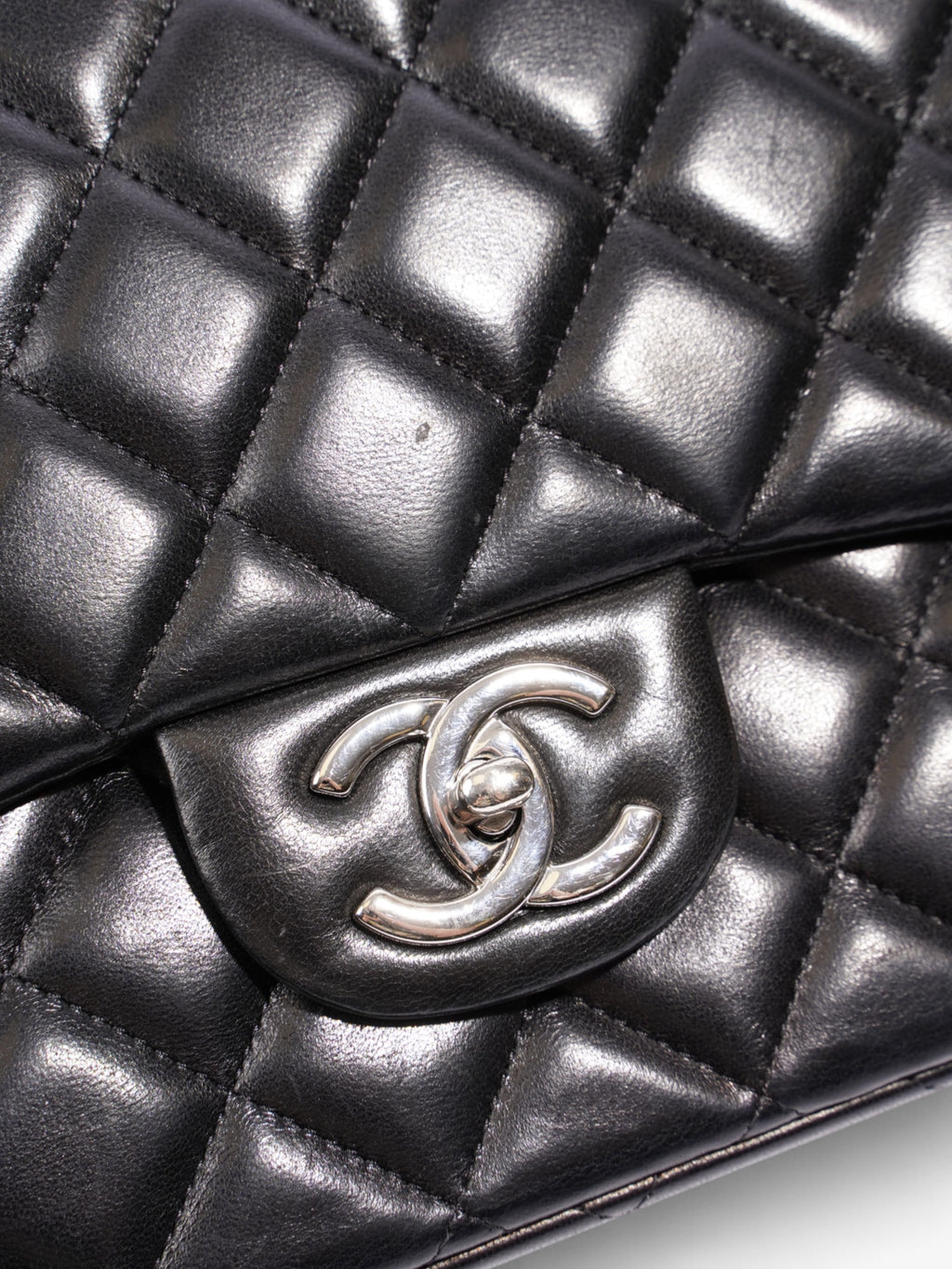 Chanel Classic Double Flap Black Lambskin Leather Maxi
