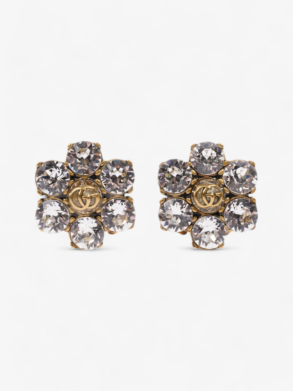 Gucci Crystal Double G Earrings Gold / Silver Base Metal