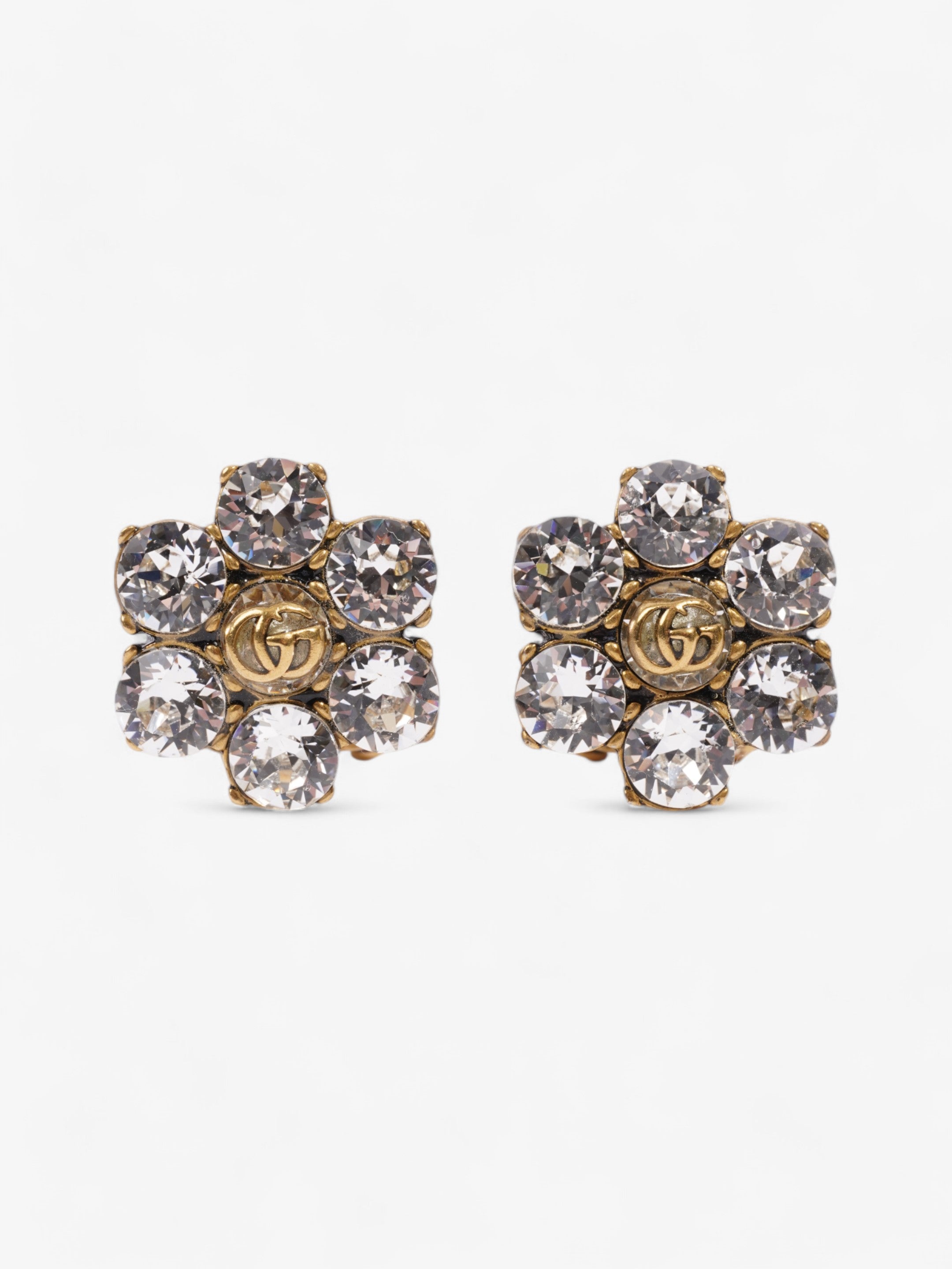 Gucci Crystal Double G Earrings Gold / Silver Base Metal