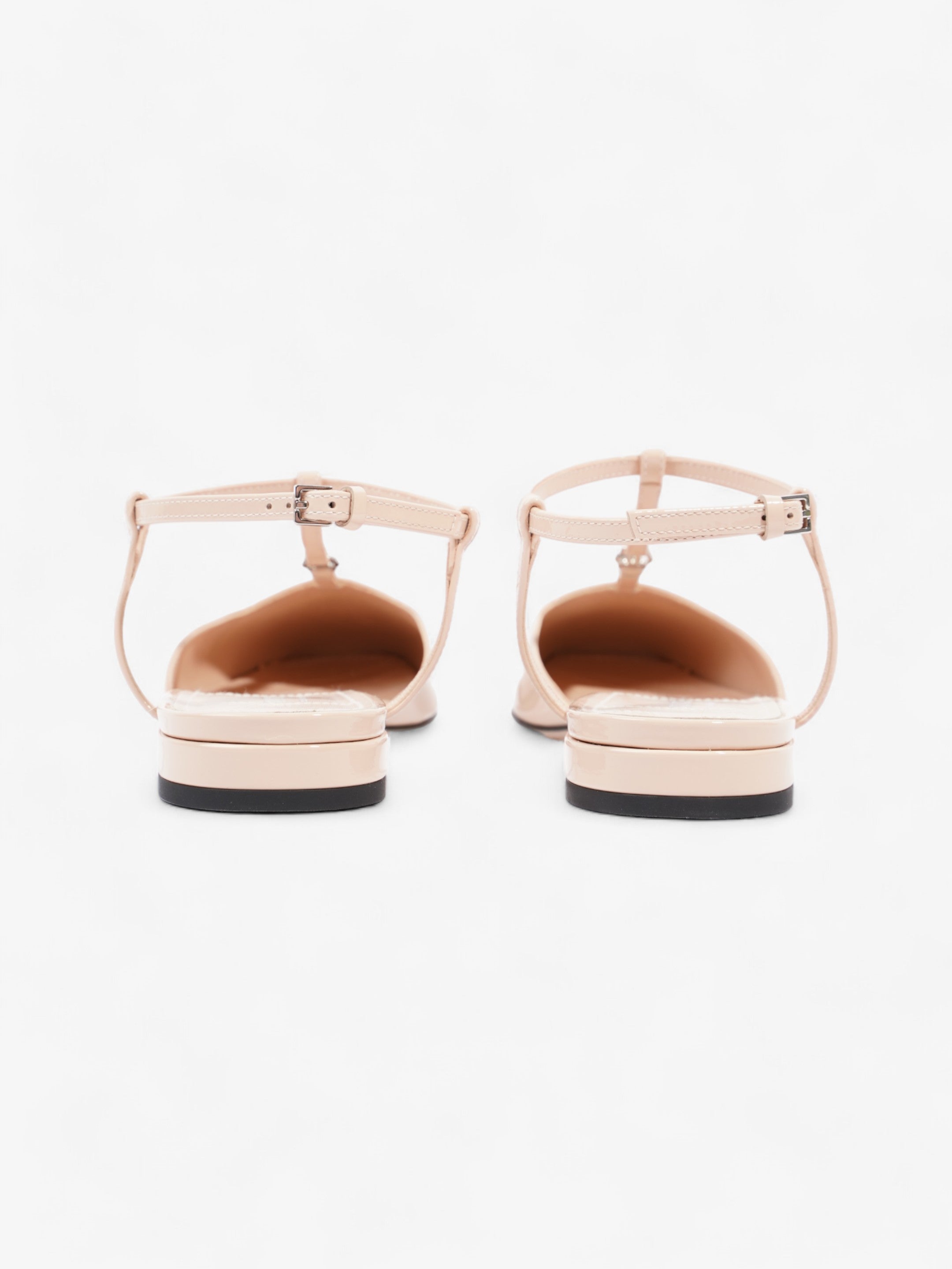 Gucci GG Slingback Pumps  Nude Patent Leather EU 37 UK 4